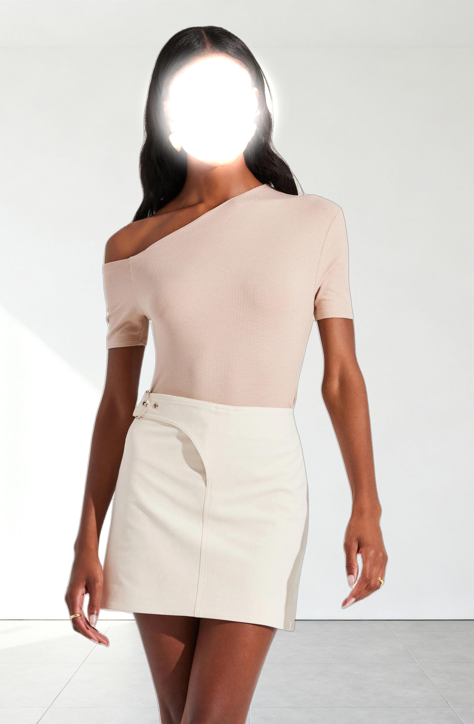 Ash Ribbed Off Shoulder Top