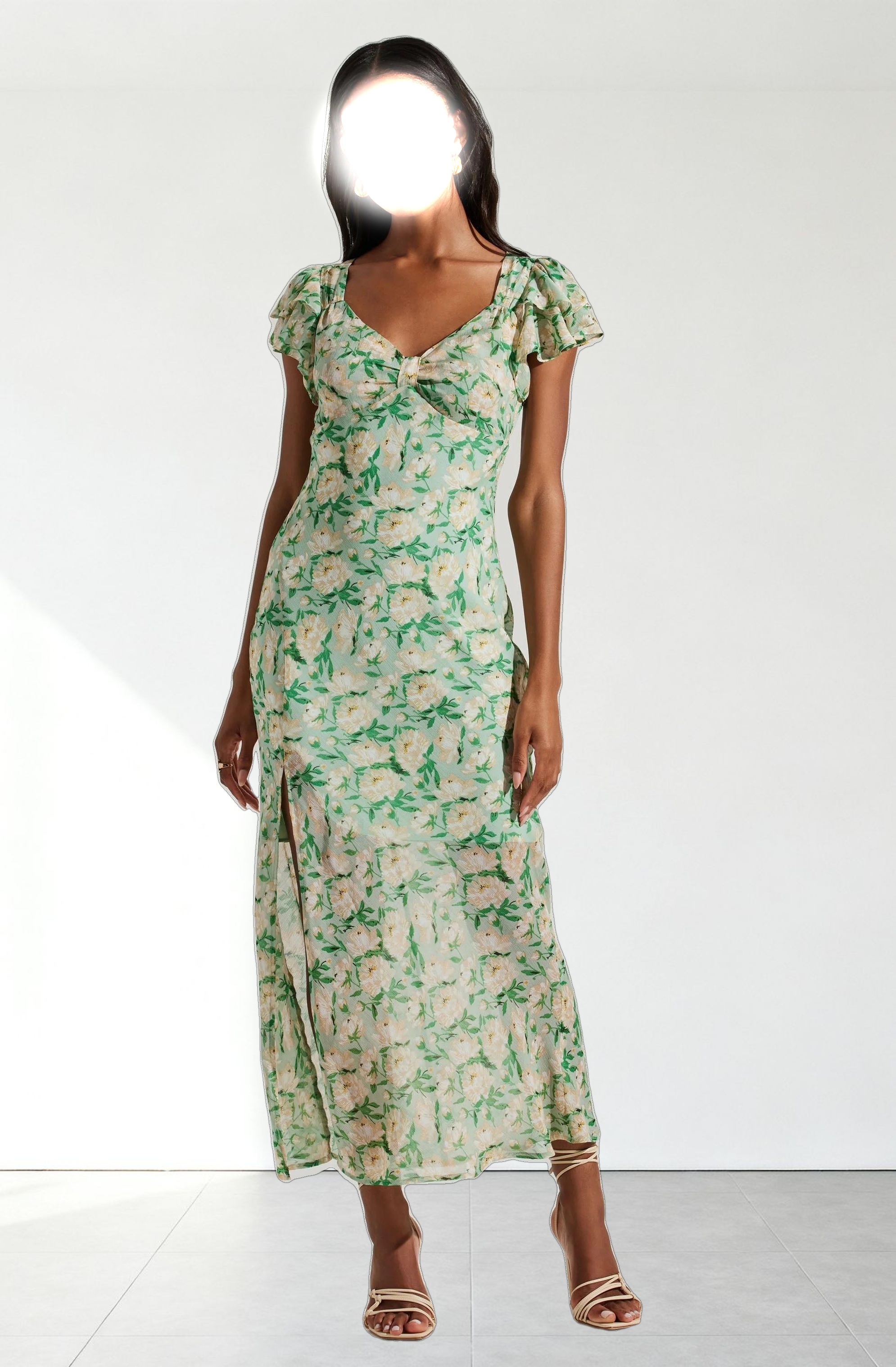 Maisy Floral Flutter Sleeve Midi Dress