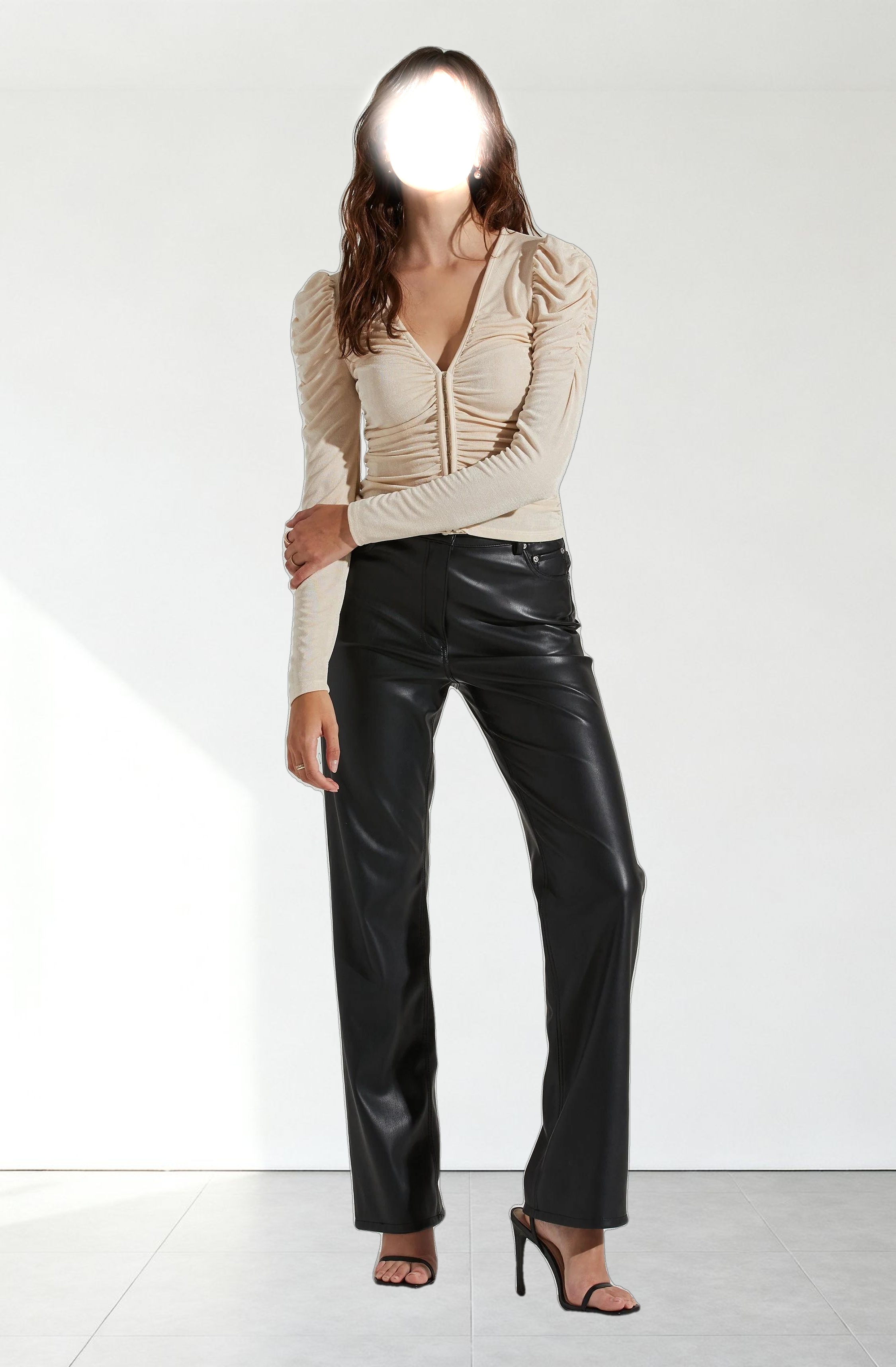 Ruched Front Long Sleeve Top