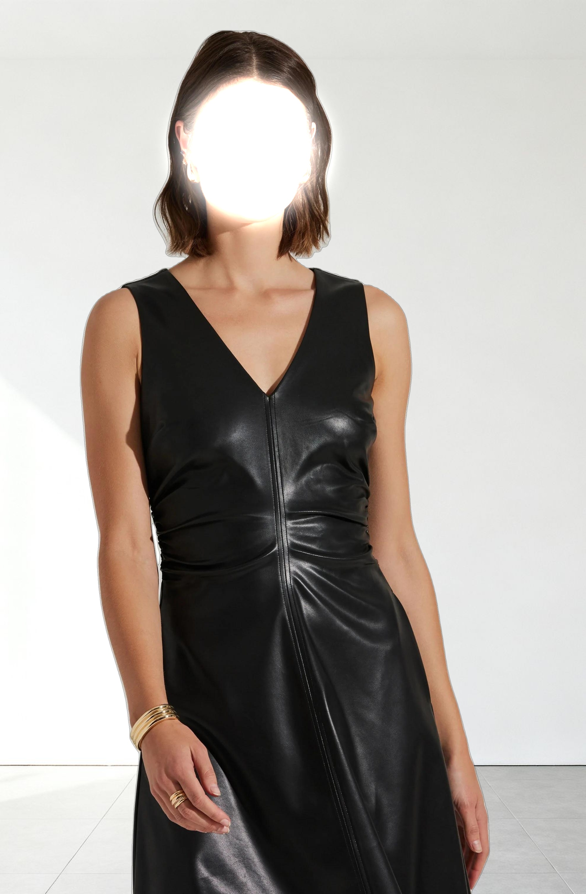 Omaira Faux Leather Midi Dress