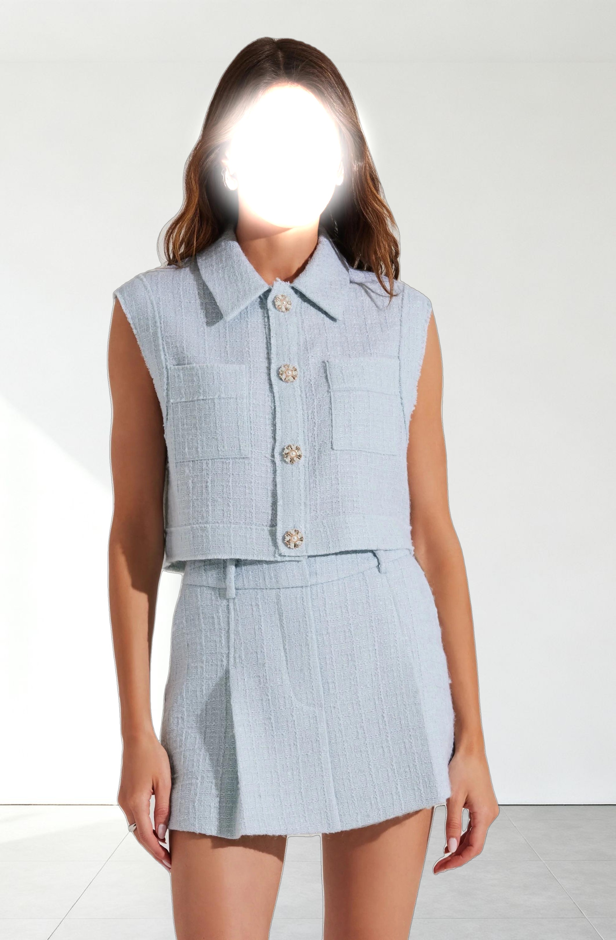 Jhene Tweed Sleeveless Top