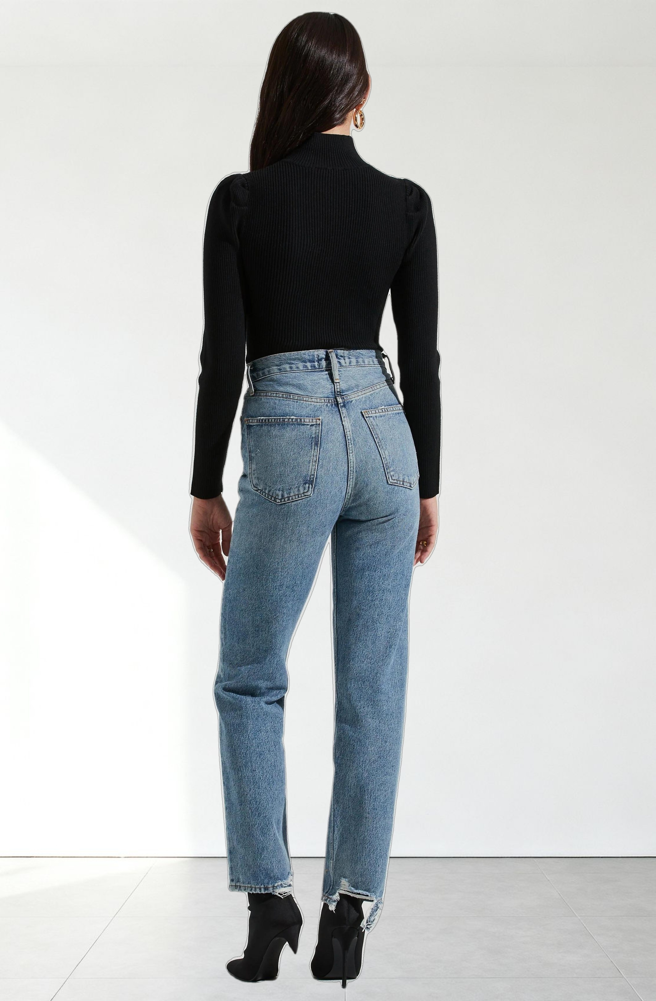 Front Cutout Long Sleeve Sweater Bodysuit