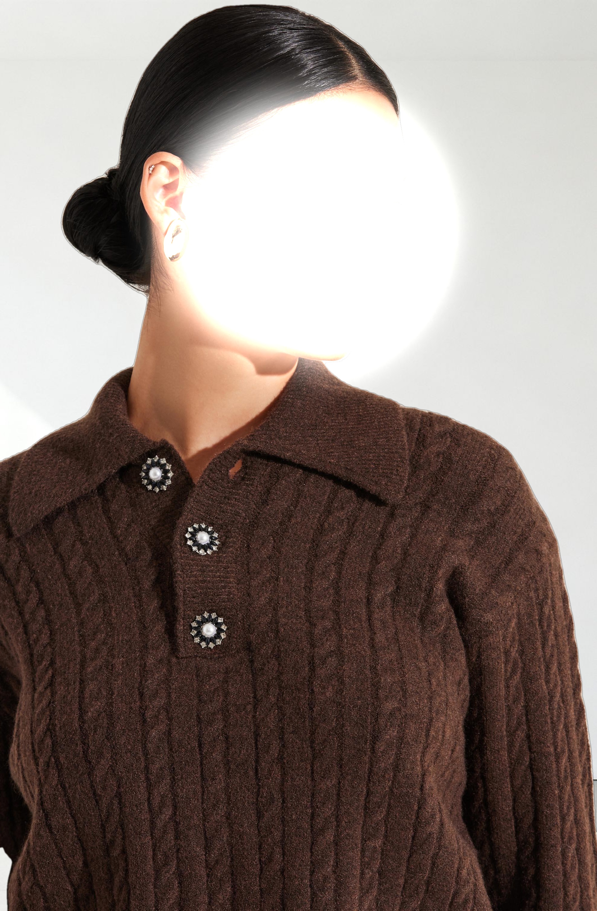 Cable Knit Polo Sweater