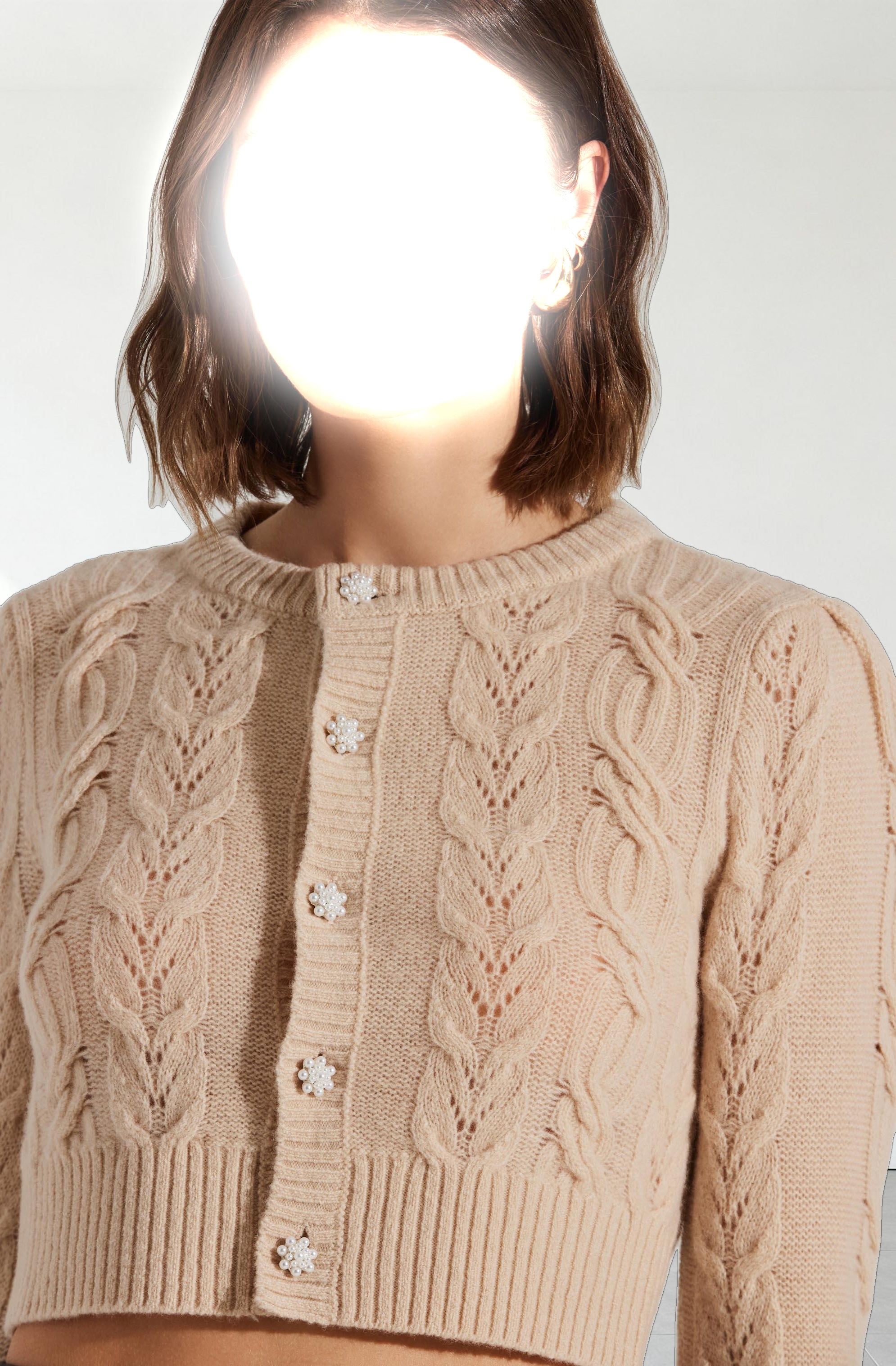 Peri Cable Knit Cropped Cardigan