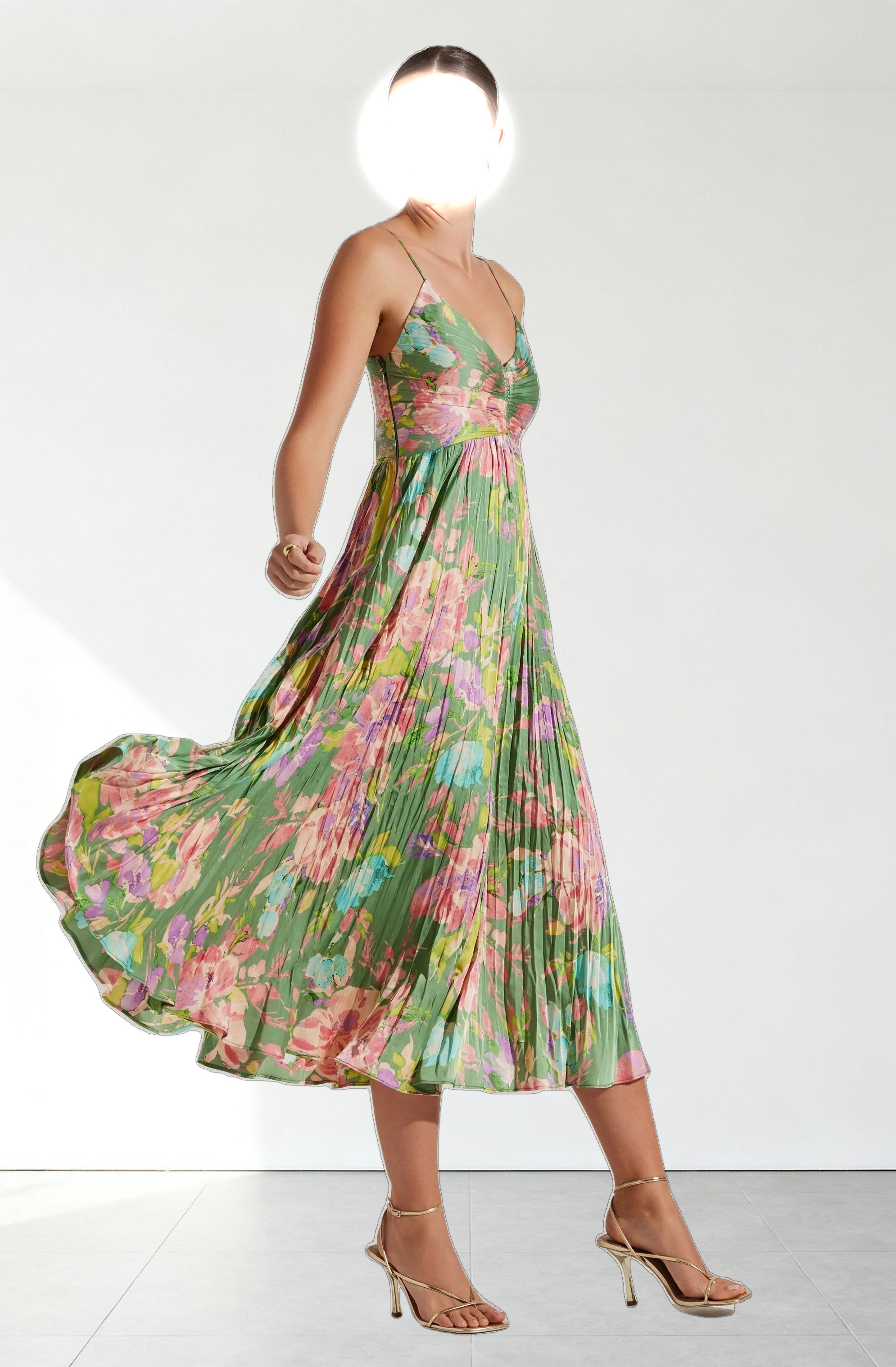 Maeve Printed Pleated Midi Dress