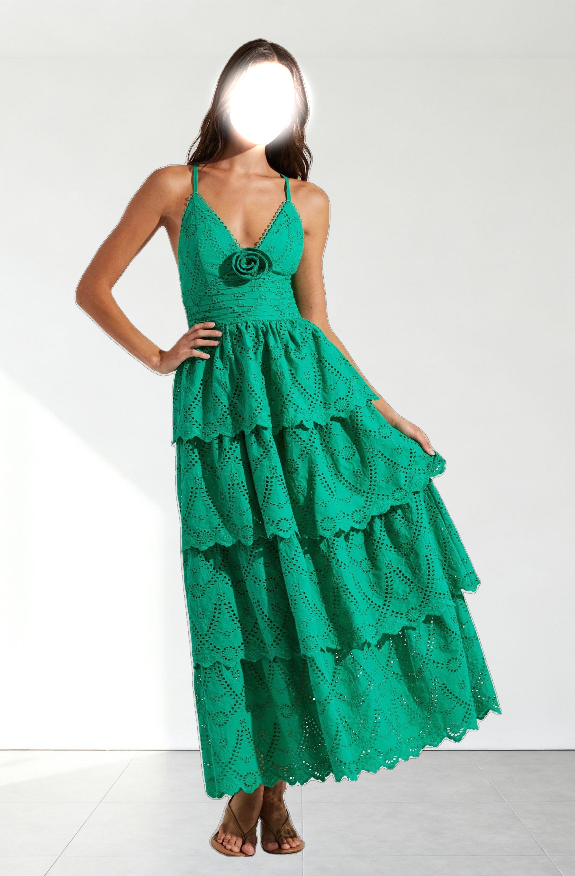 Faeryn Eyelet Tiered Maxi Dress