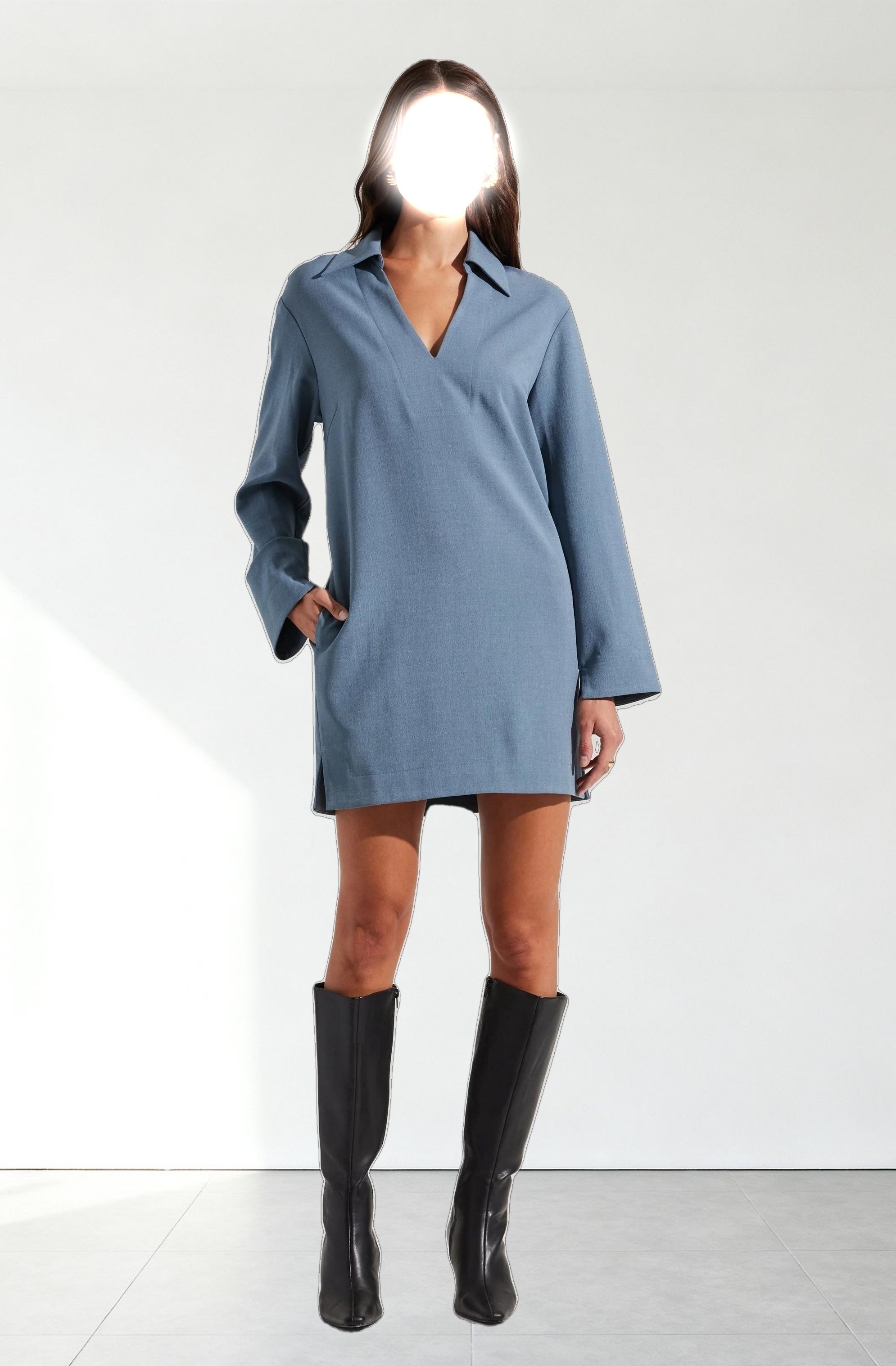 V-Neck Woven Mini Dress