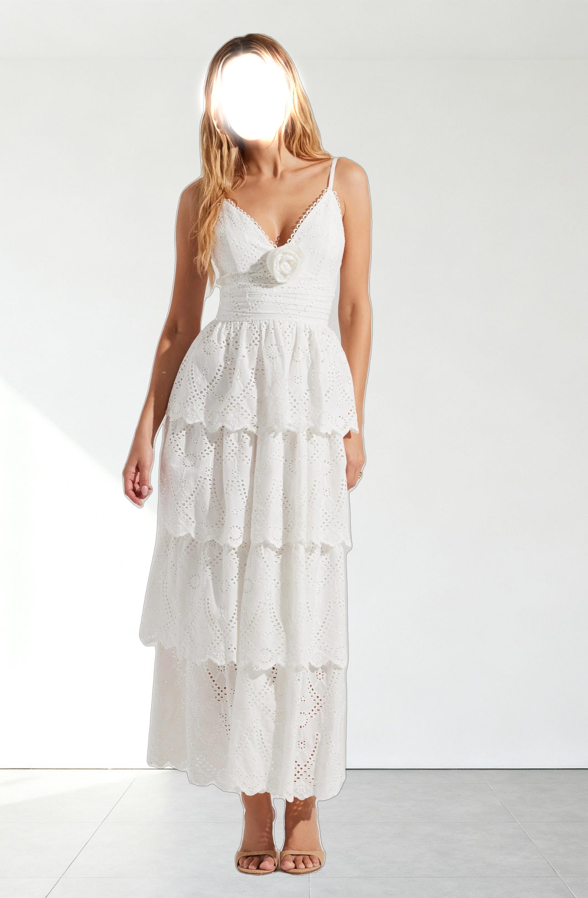 Faeryn Eyelet Tiered Maxi Dress