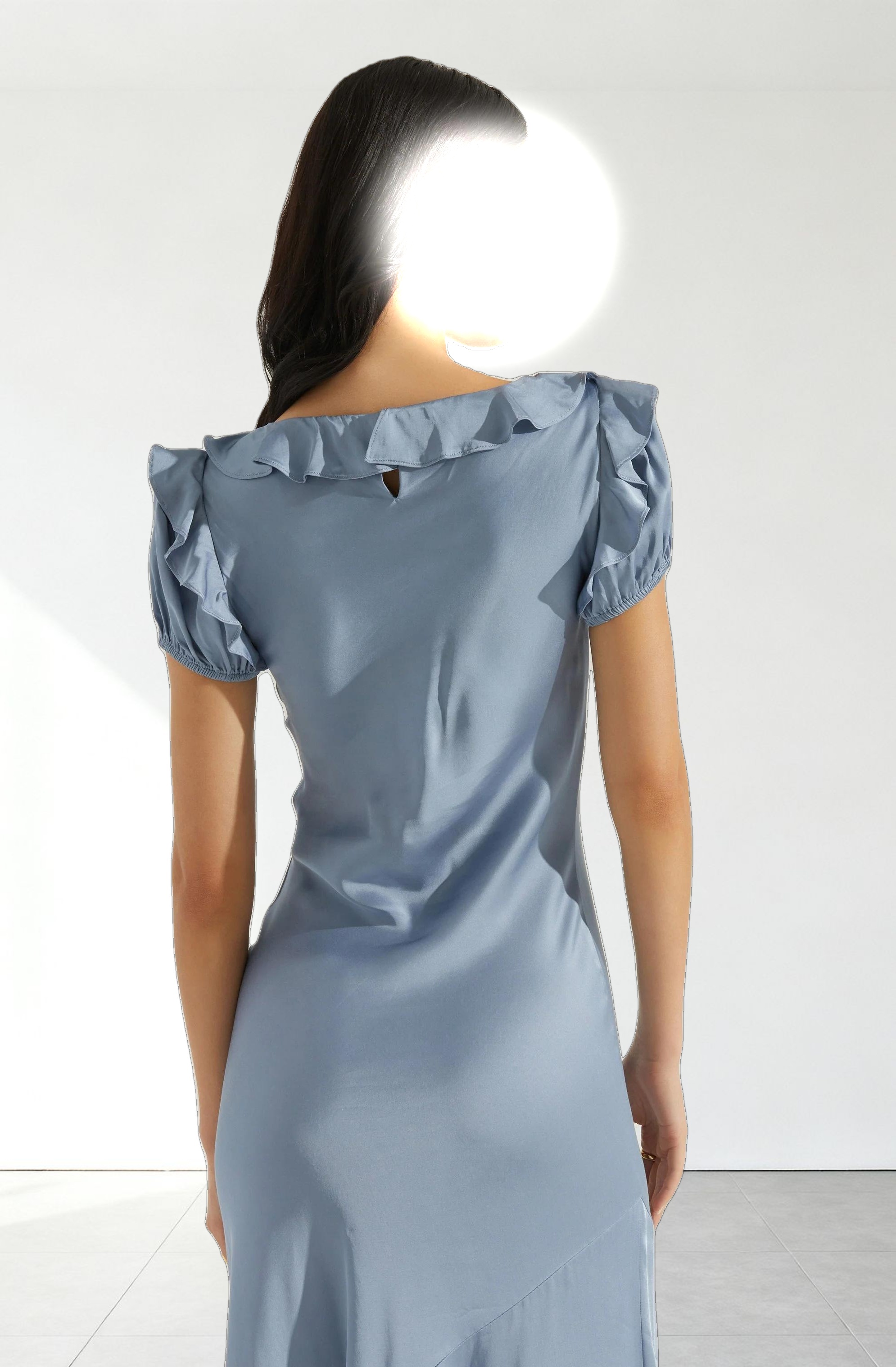 Auden Satin Ruffle Midi dress