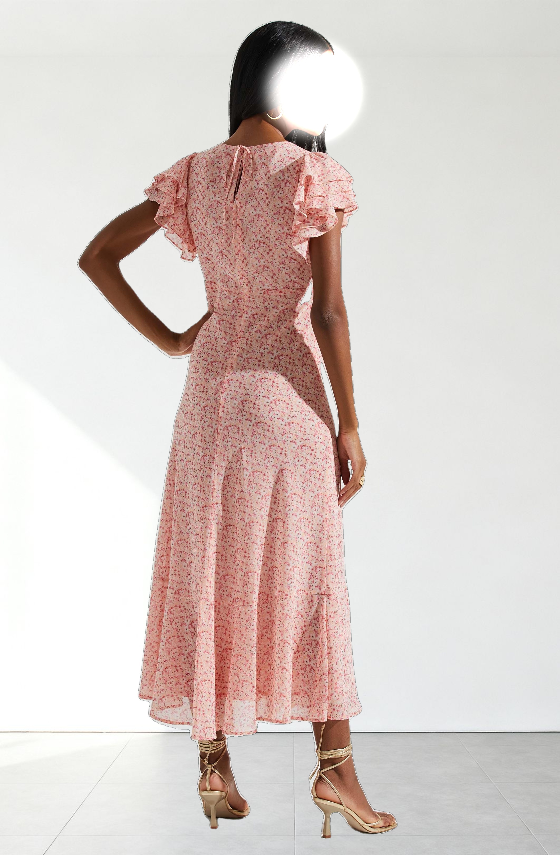 Celestine Floral Ruffle Midi Dress