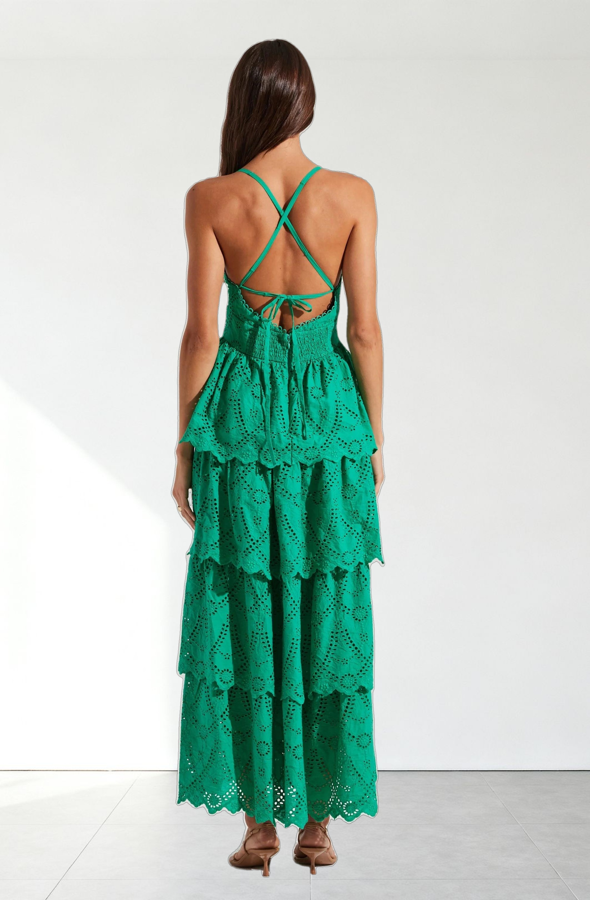 Faeryn Eyelet Tiered Maxi Dress