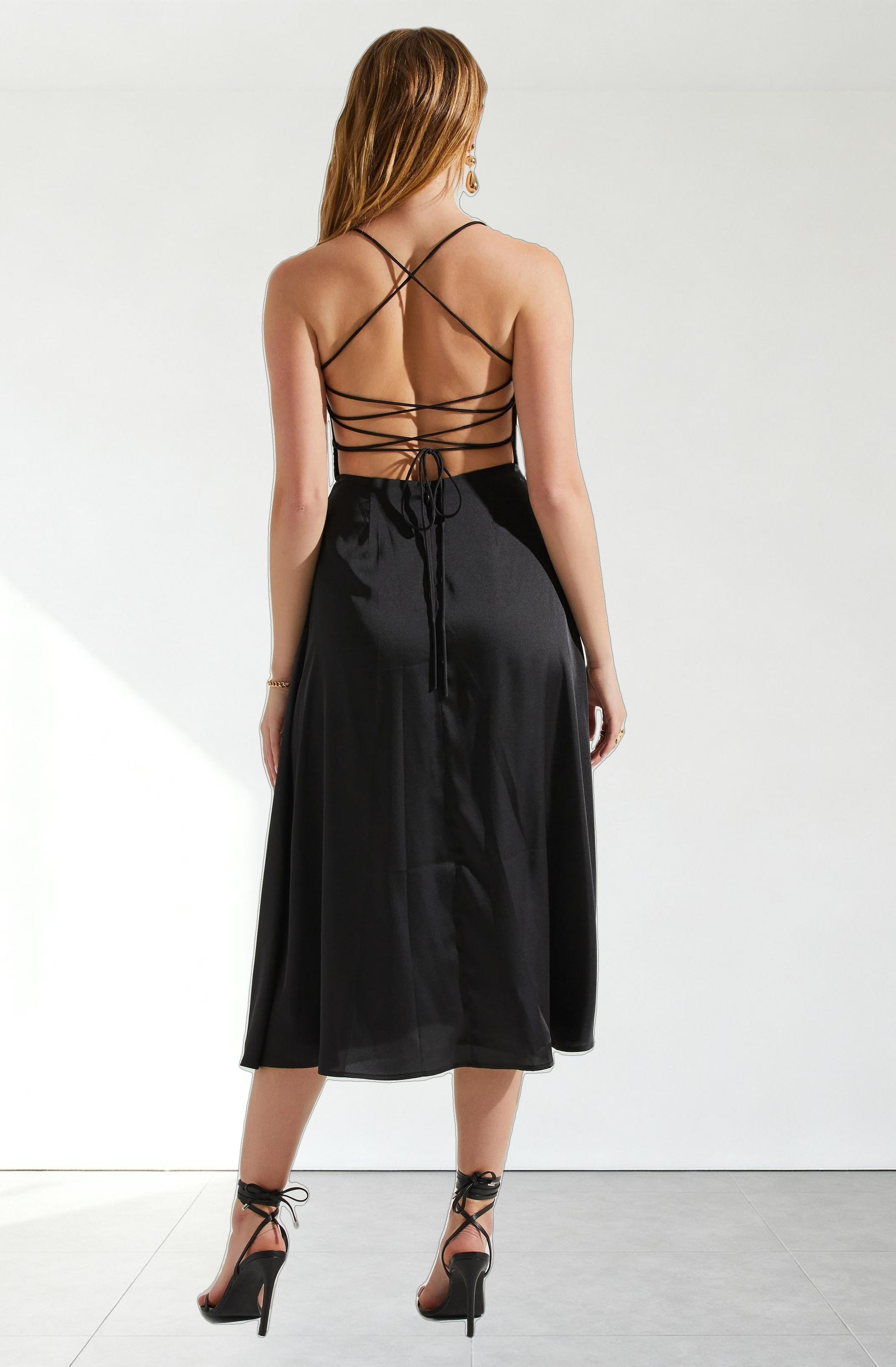 Gala Bustier Cross Strap Midi Dress