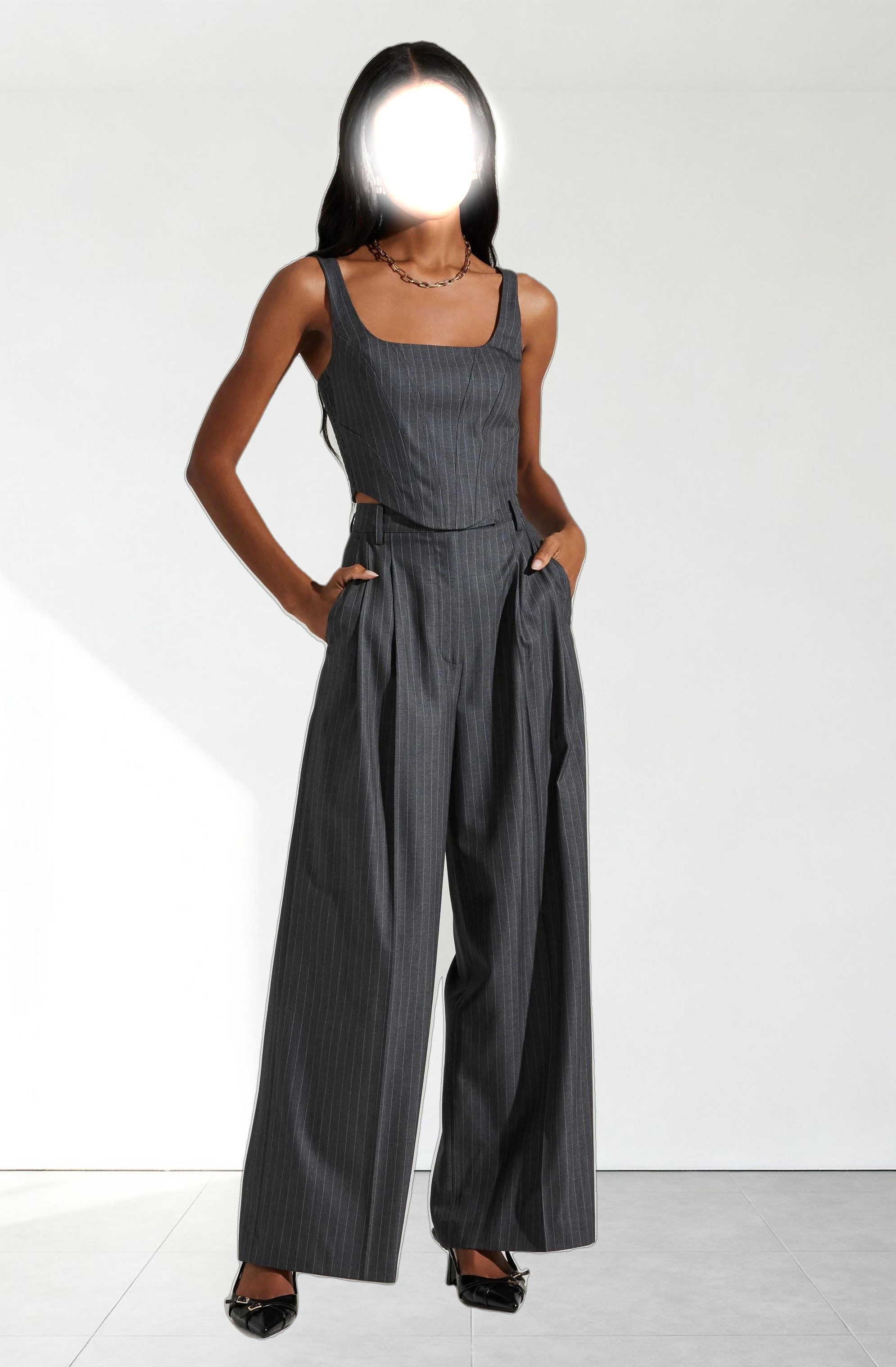 Milani Pinstripe Wide Leg Pants