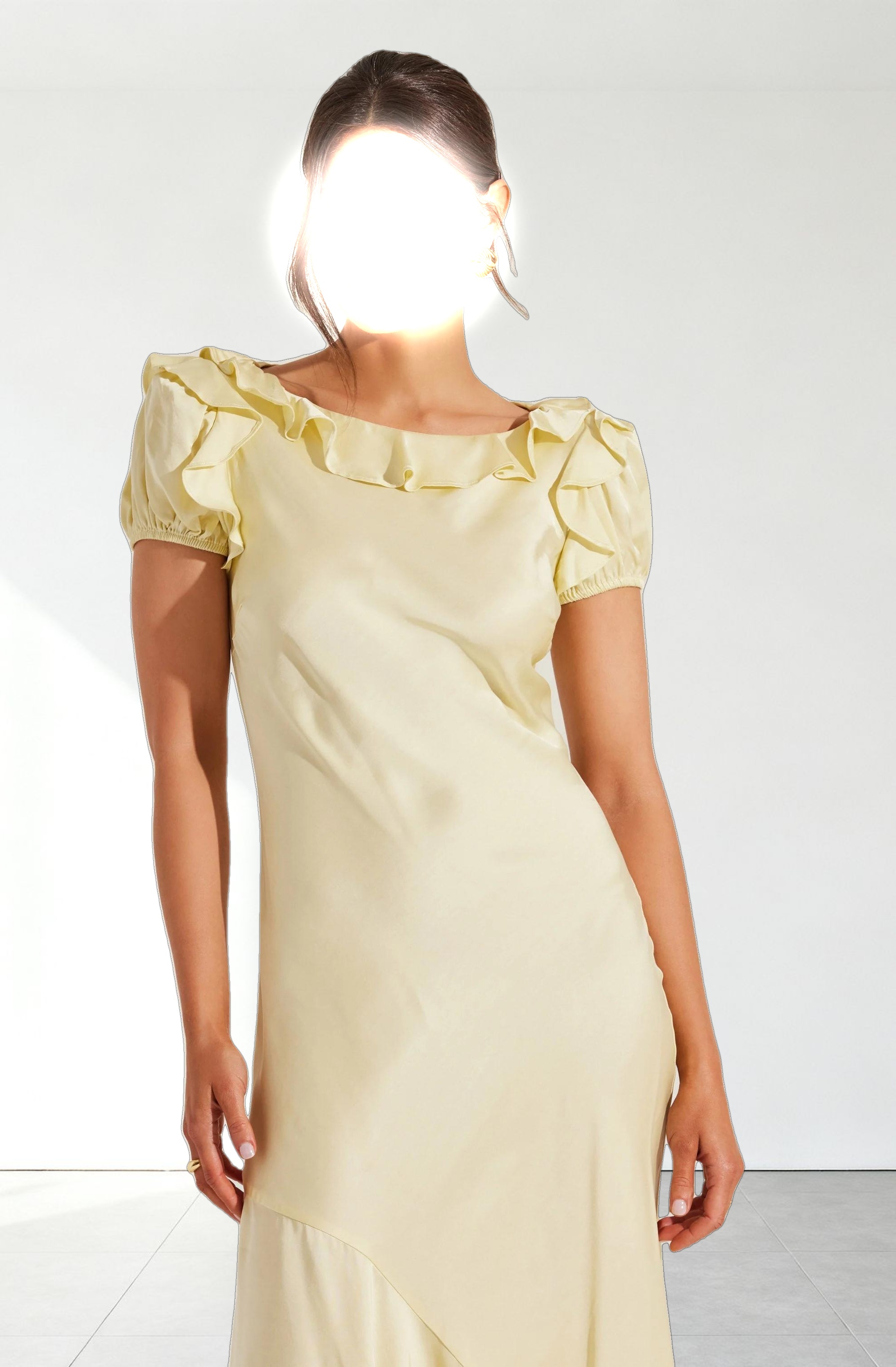 Auden Satin Ruffle Midi dress