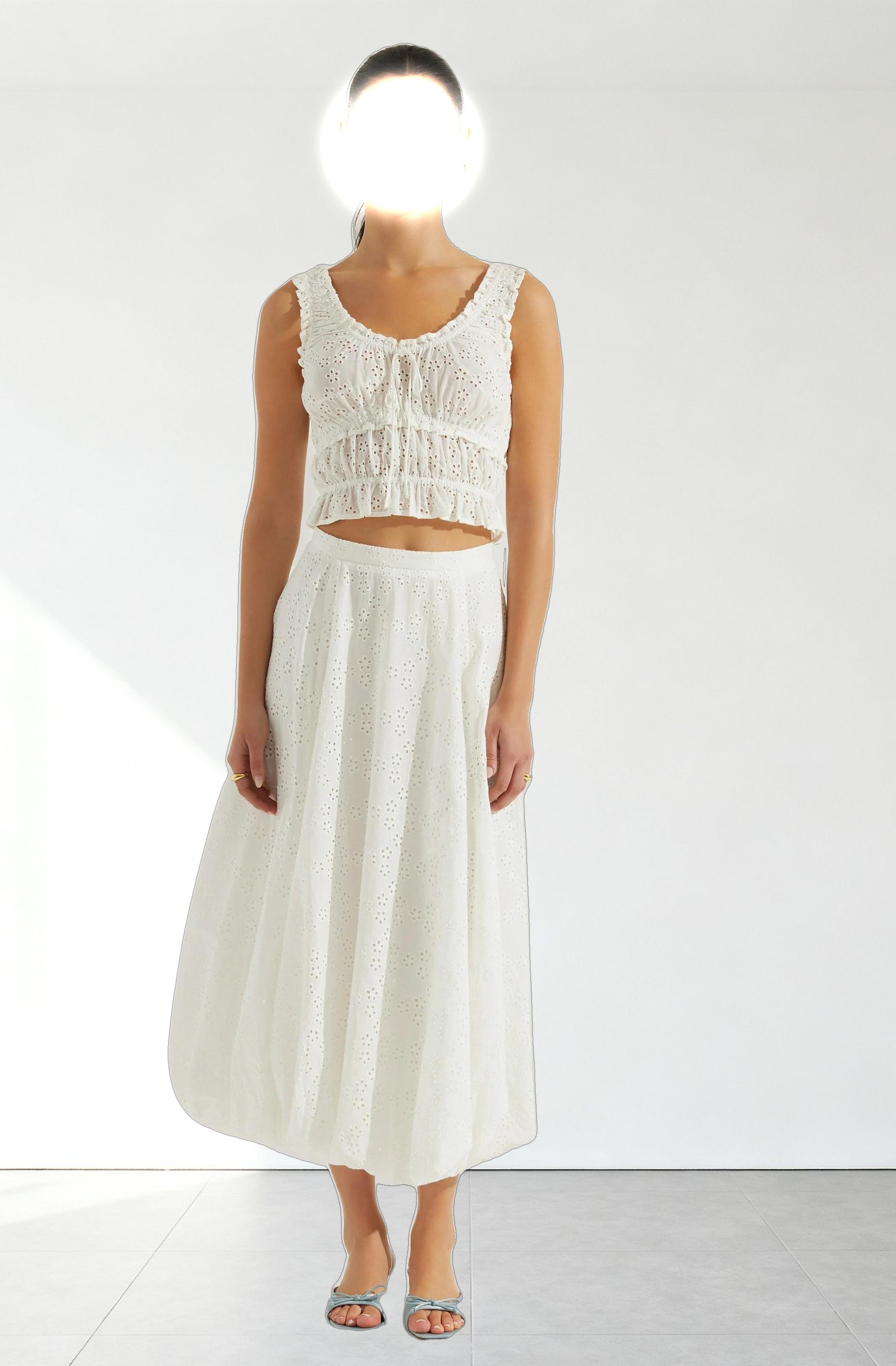 Kissel Eyelet Bubble Maxi Skirt
