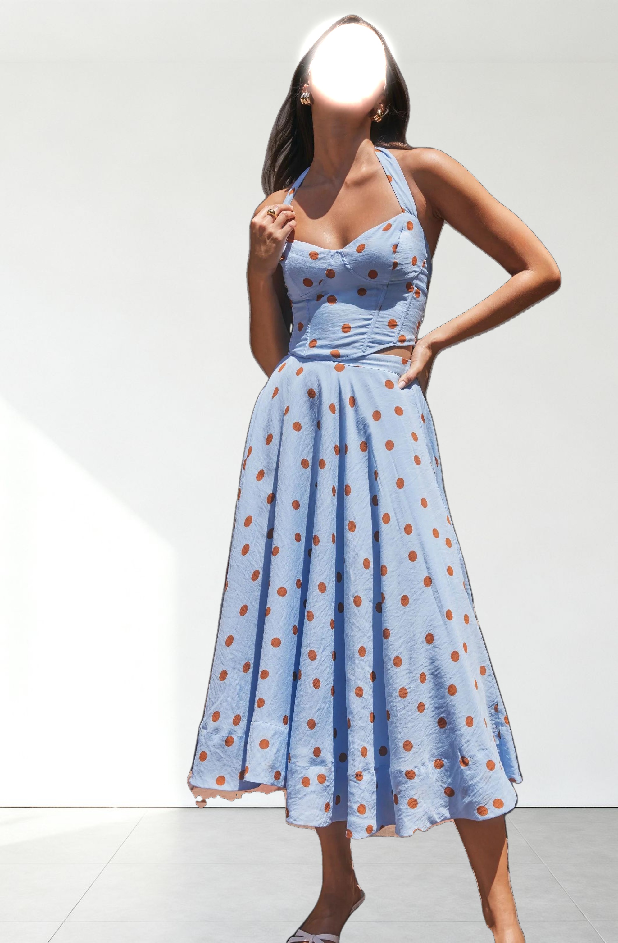 Janie Polka Dot Midi Skirt