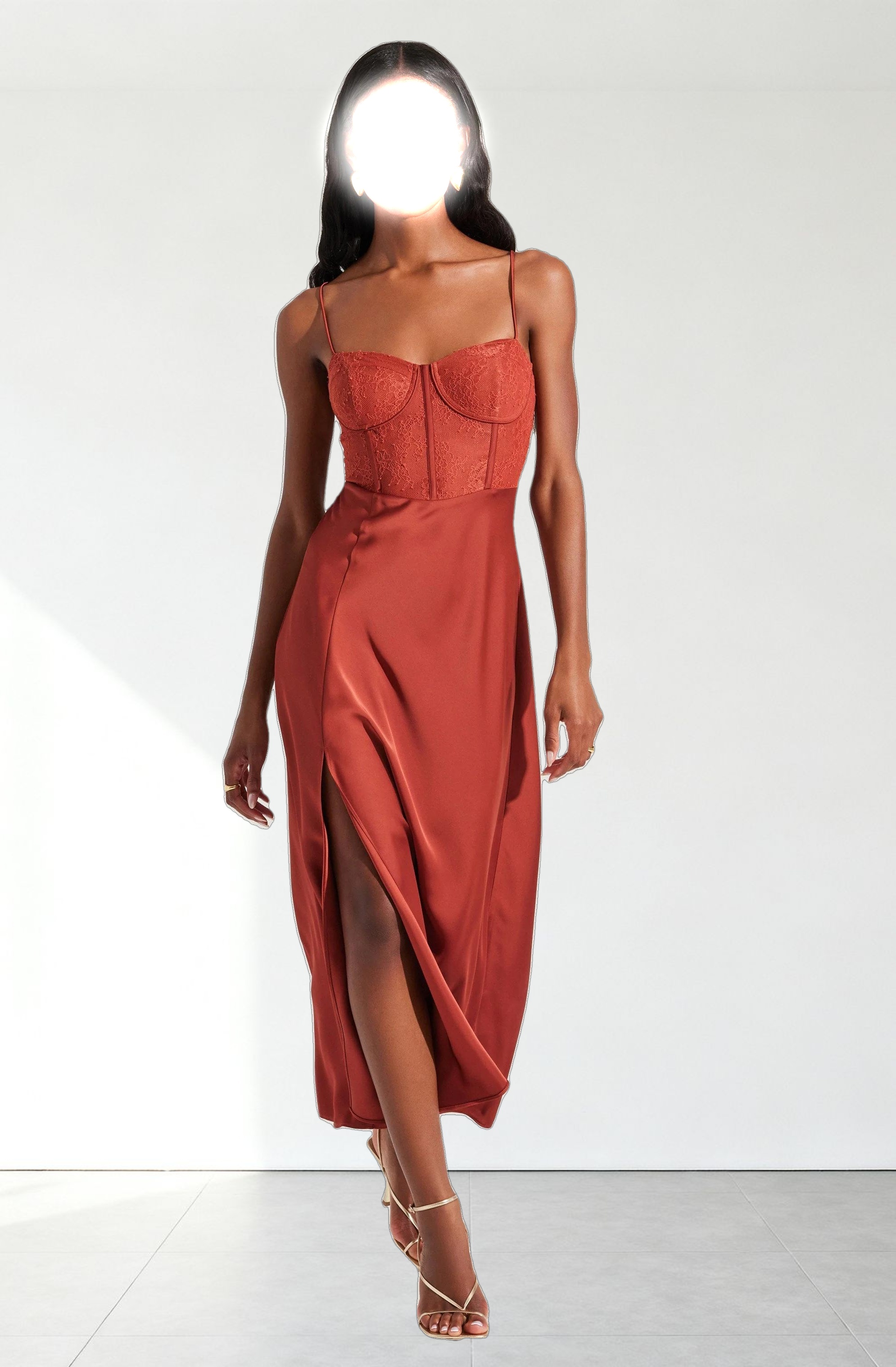 Lace Bustier Midi Dress