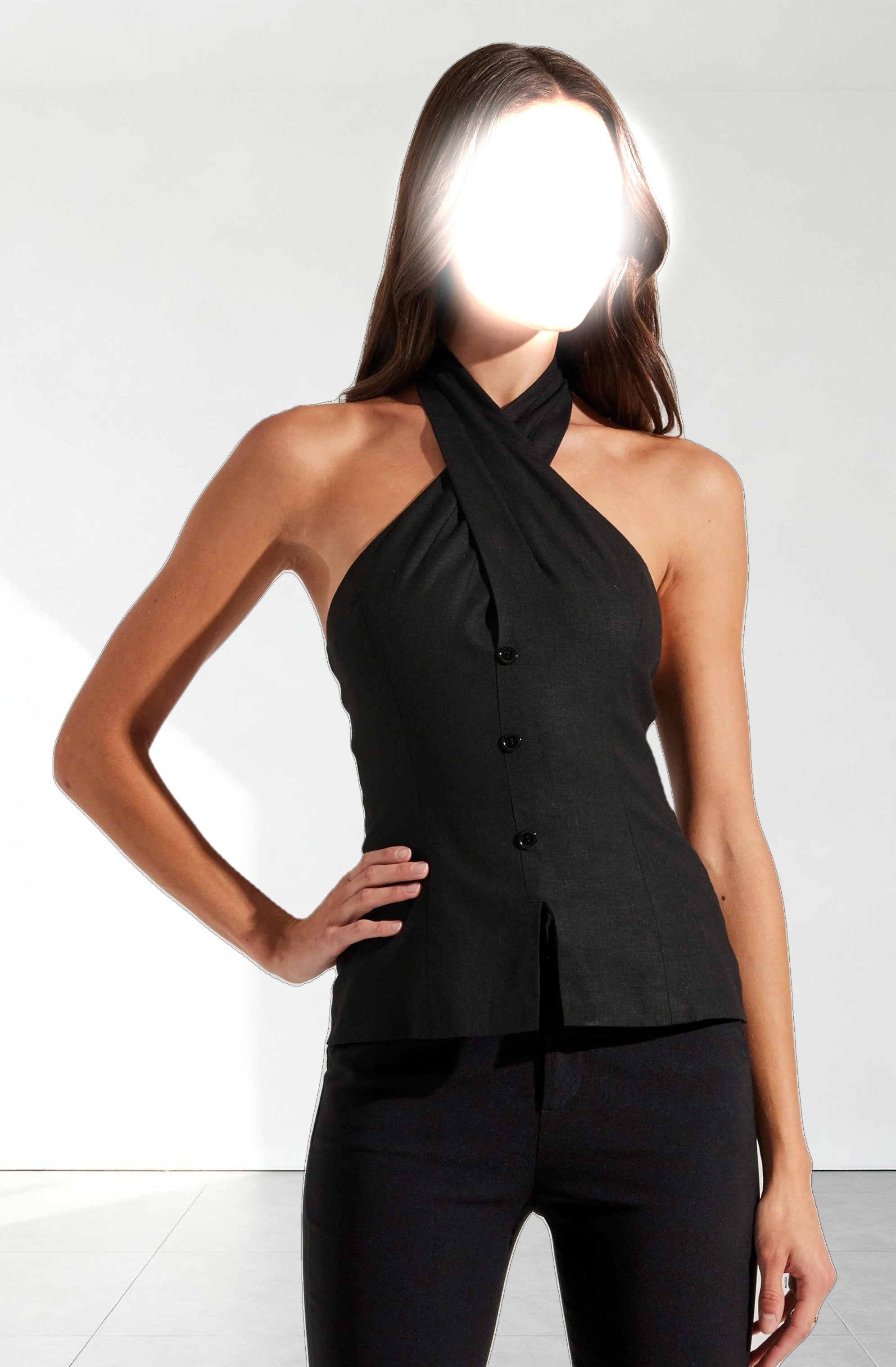 Yaritza Crossover Linen Blend Vest