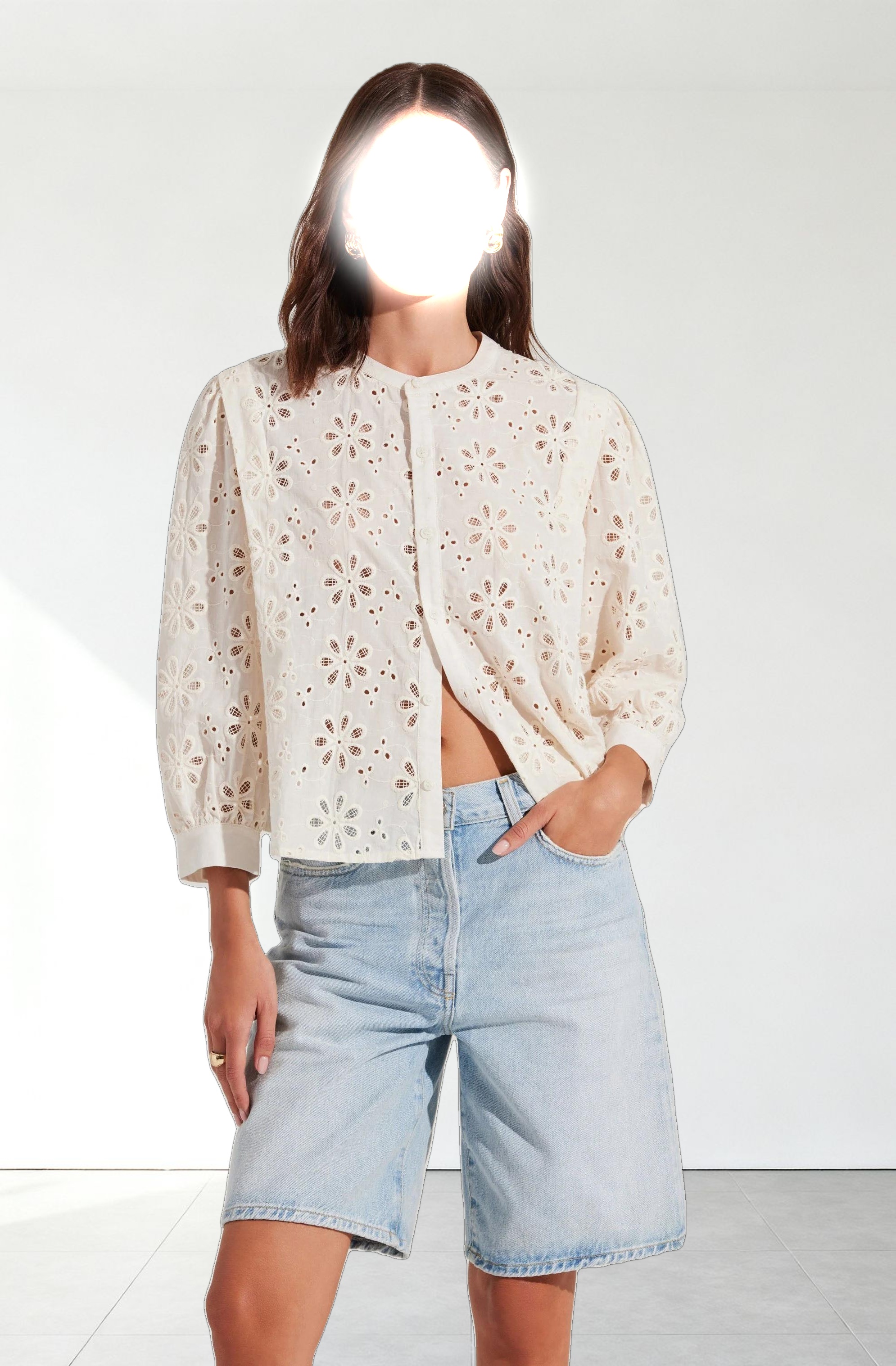 Savanna Eyelet Button Up Top