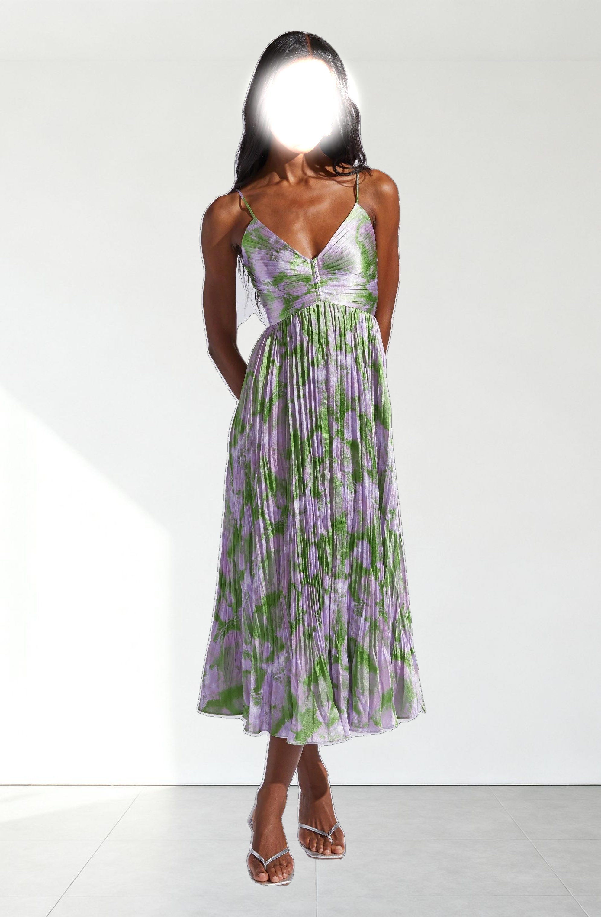 Maeve Printed Pleated Midi Dress