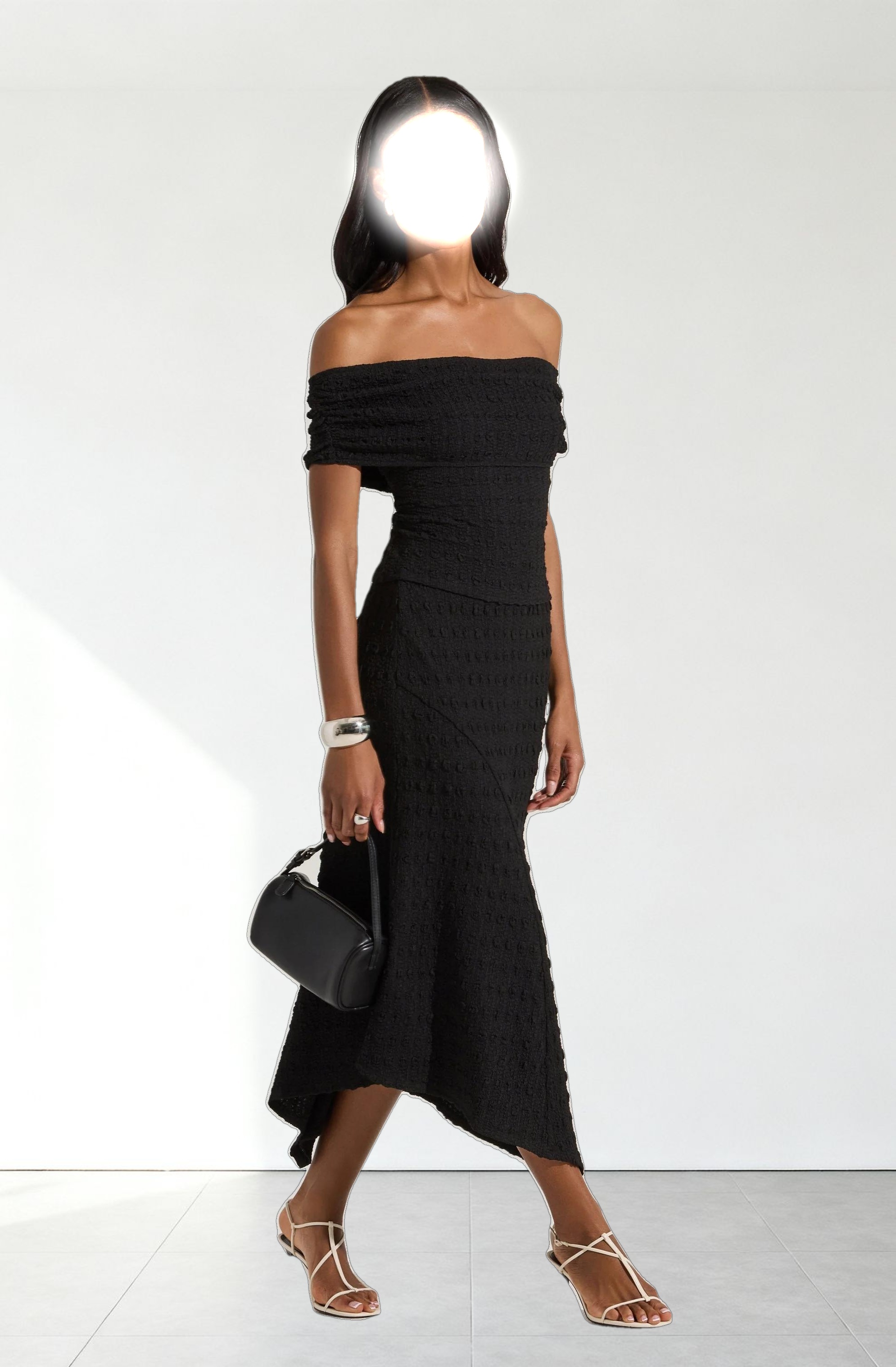 Off Shoulder Textured Knit Top