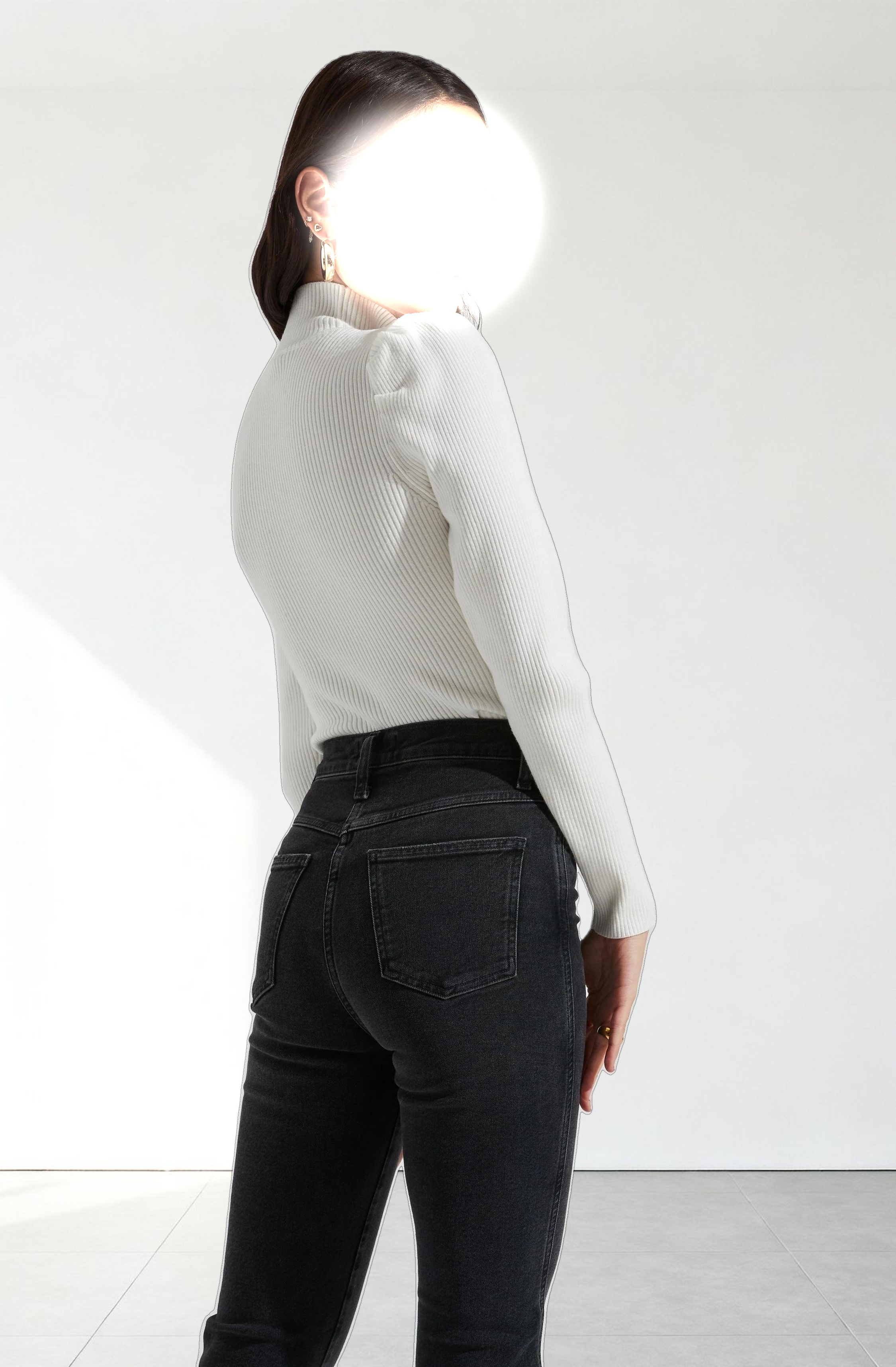 Front Cutout Long Sleeve Sweater Bodysuit