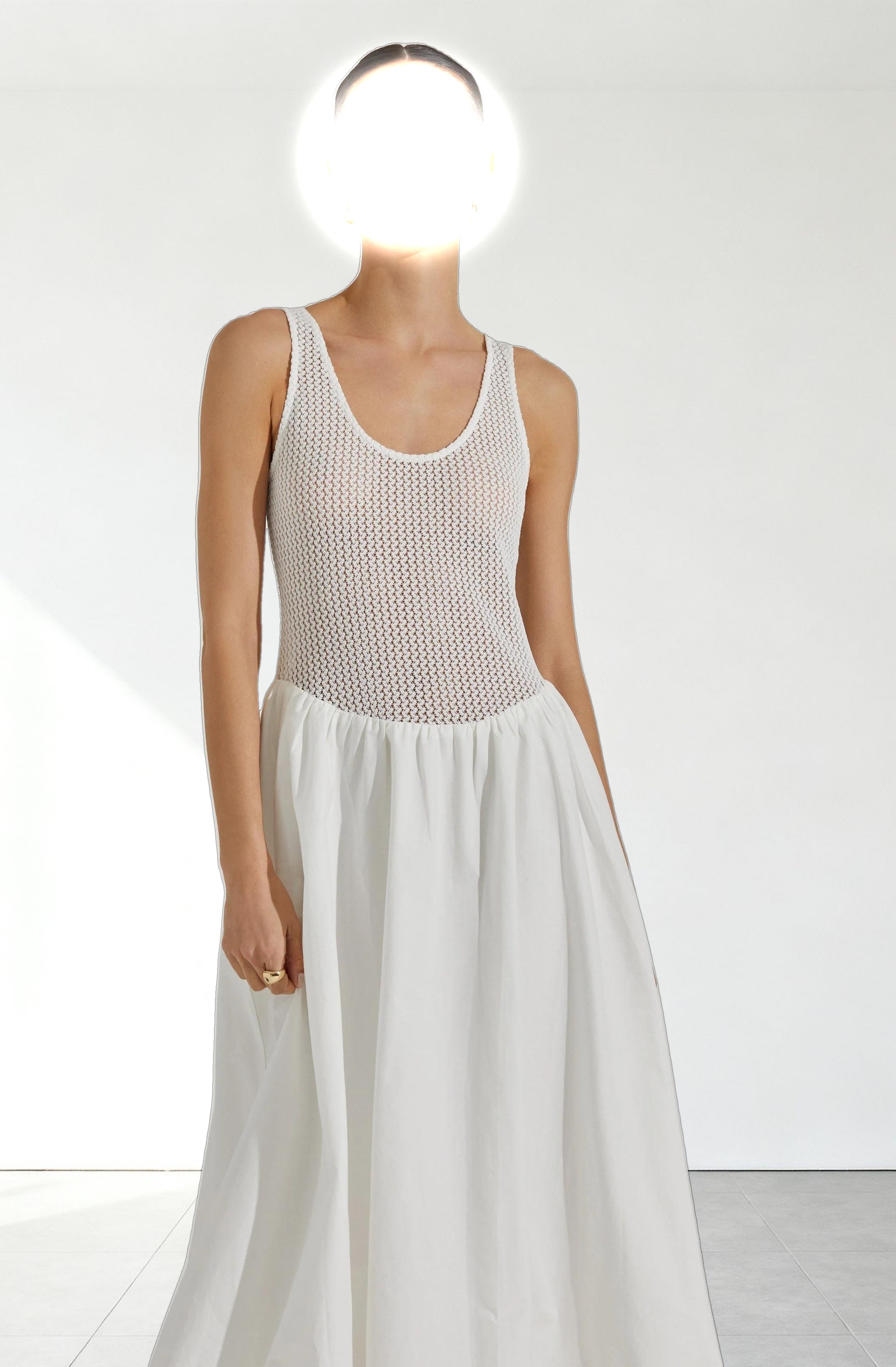 Contrast Bubble Hem Midi Dress