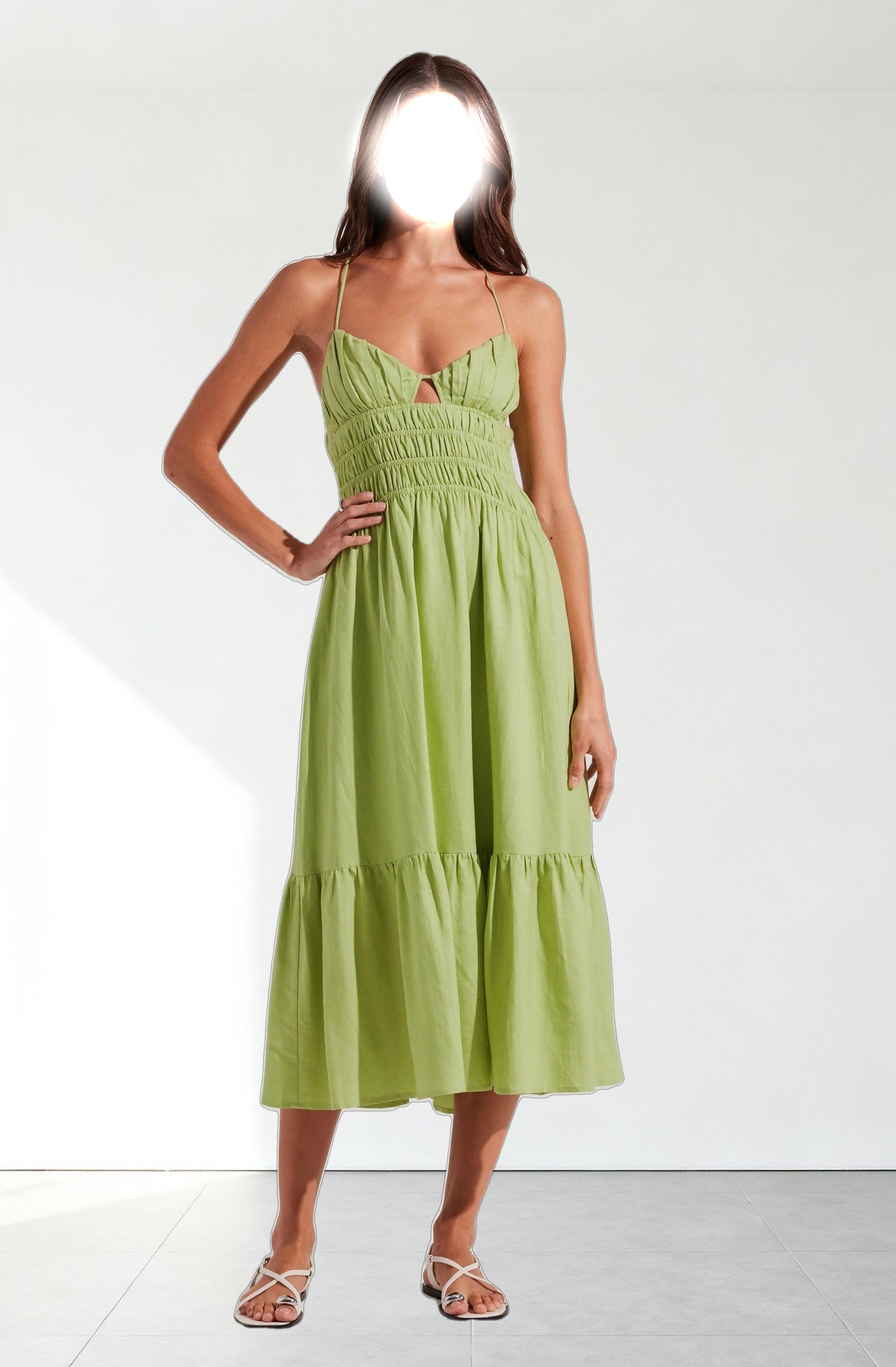 Eleni Linen-Blend Midi Dress