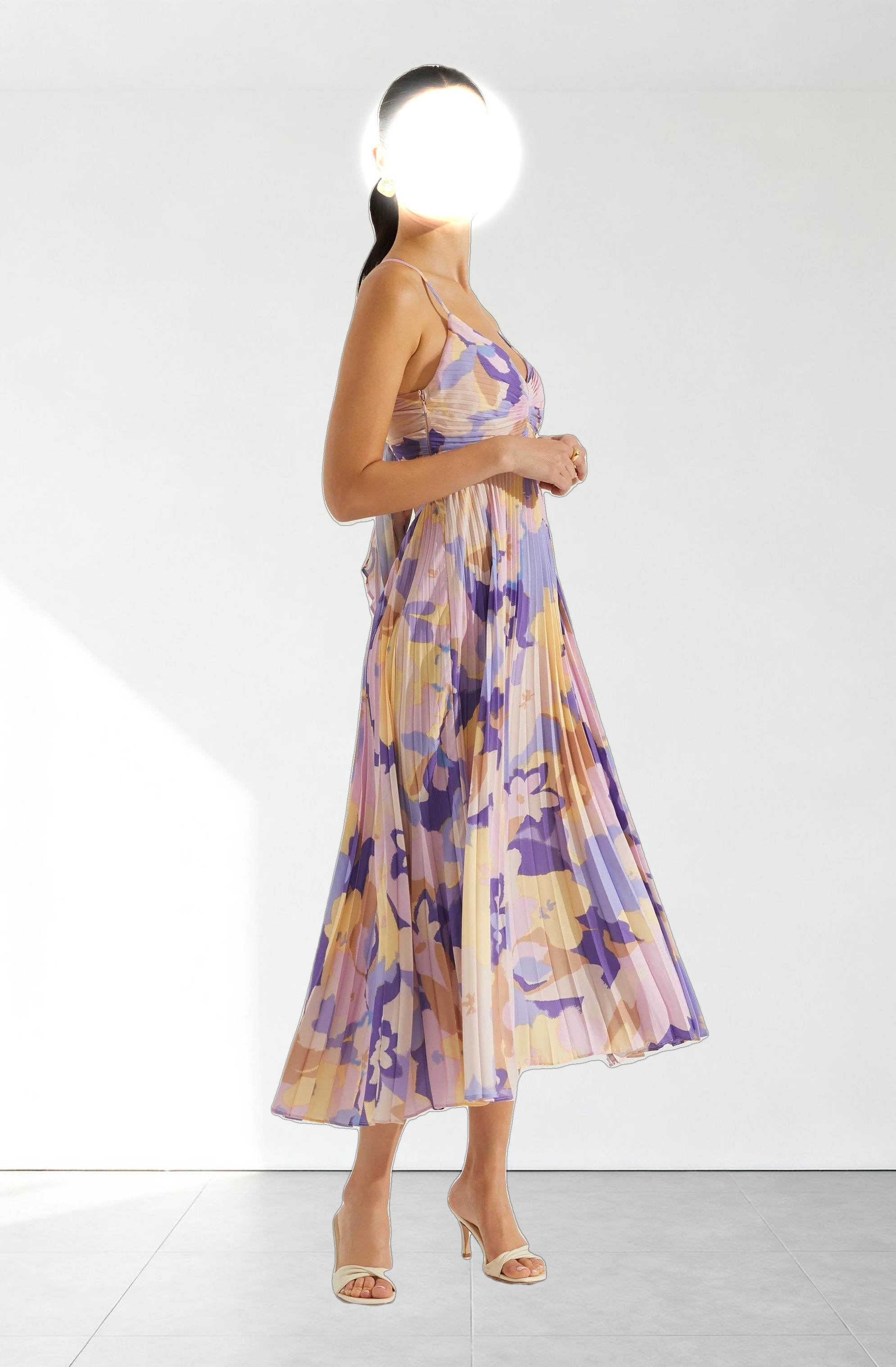 Blythe Floral Plisse Midi Dress