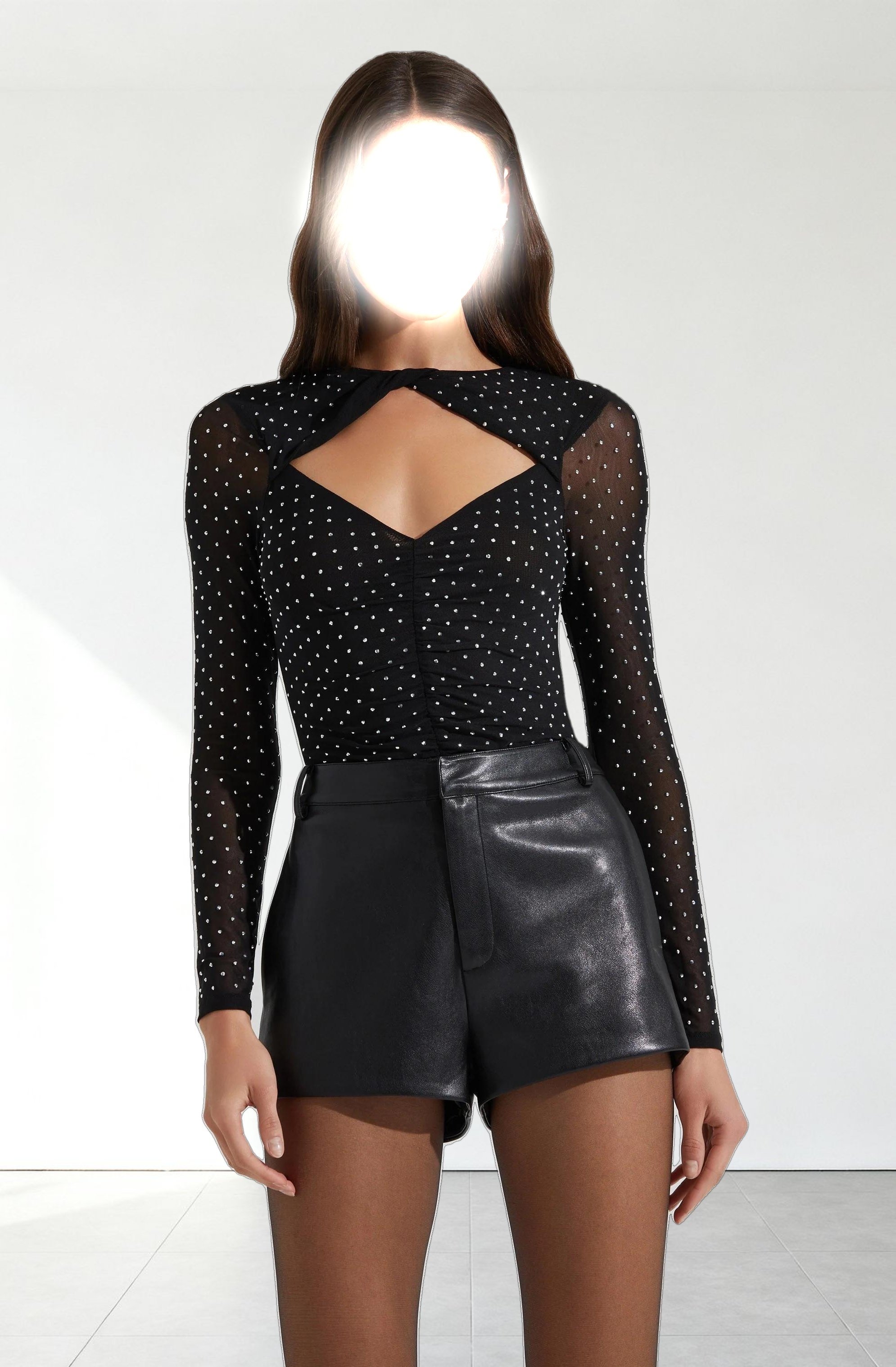 Ancira Rhinestone Mesh Bodysuit