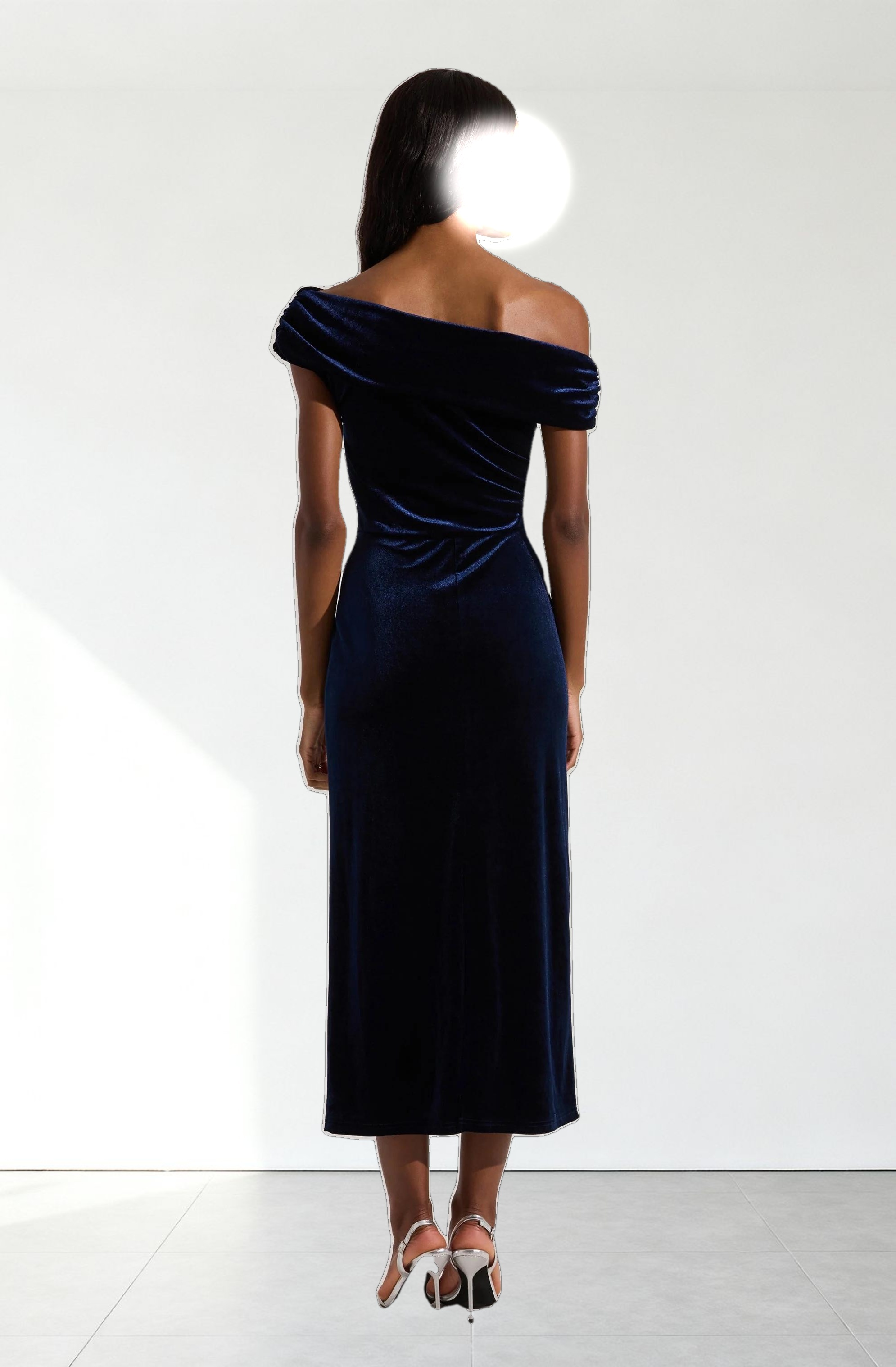 Velvet Off Shoulder Midi Dress