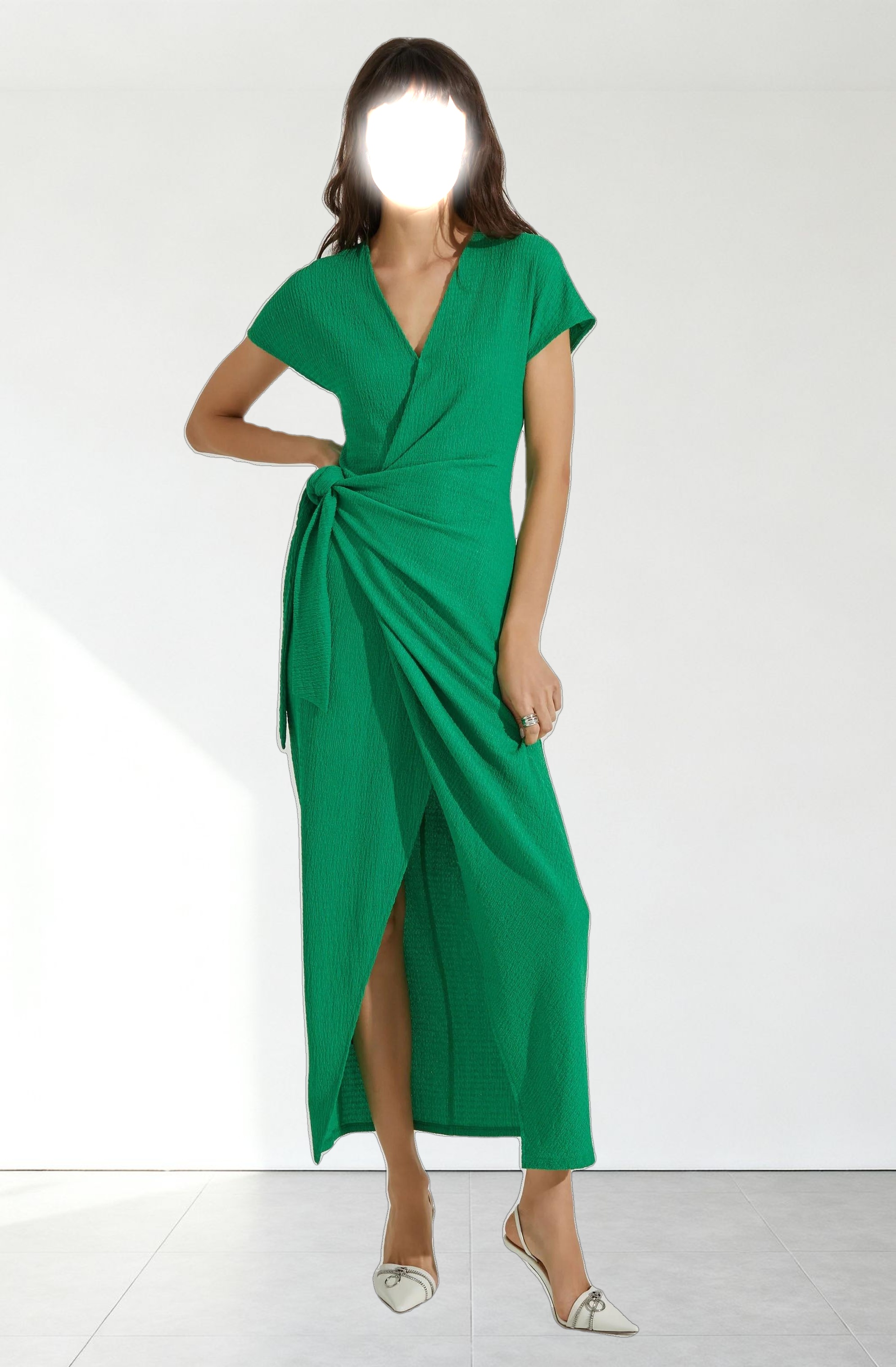 Knit Wrap Midi Dress