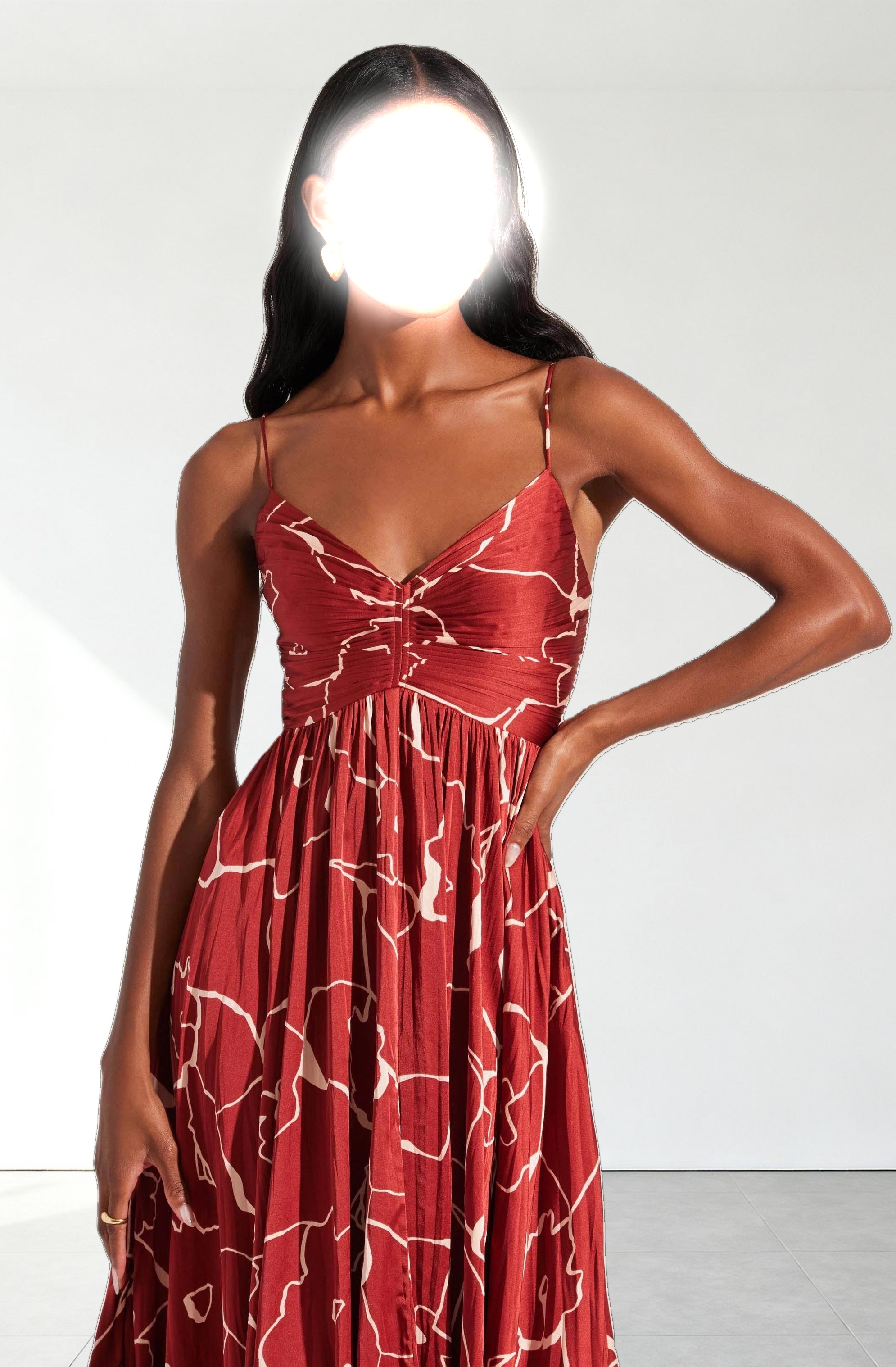 Maeve Printed Pleated Midi Dress