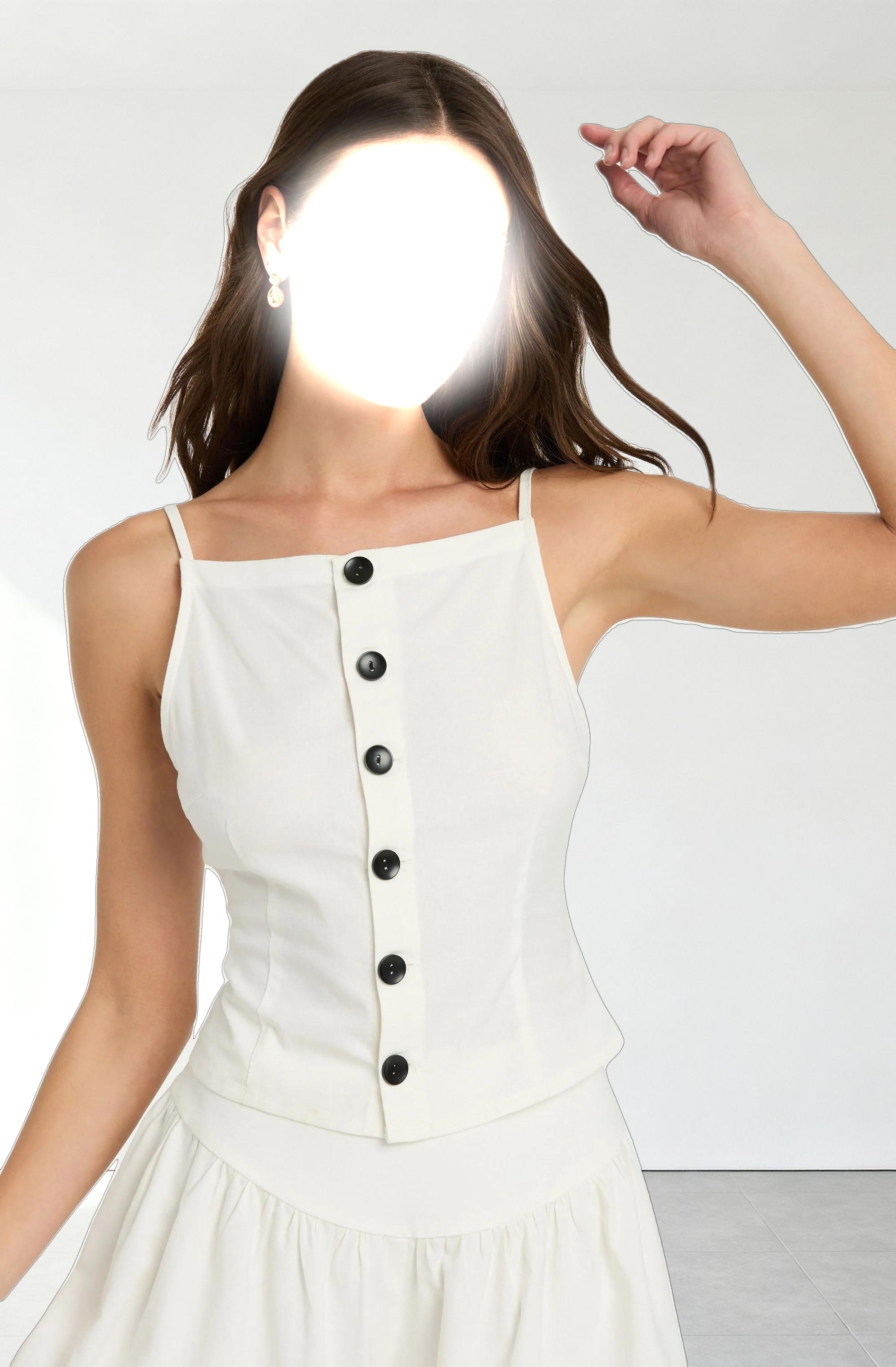 Linen-Blend Boat Neck Top