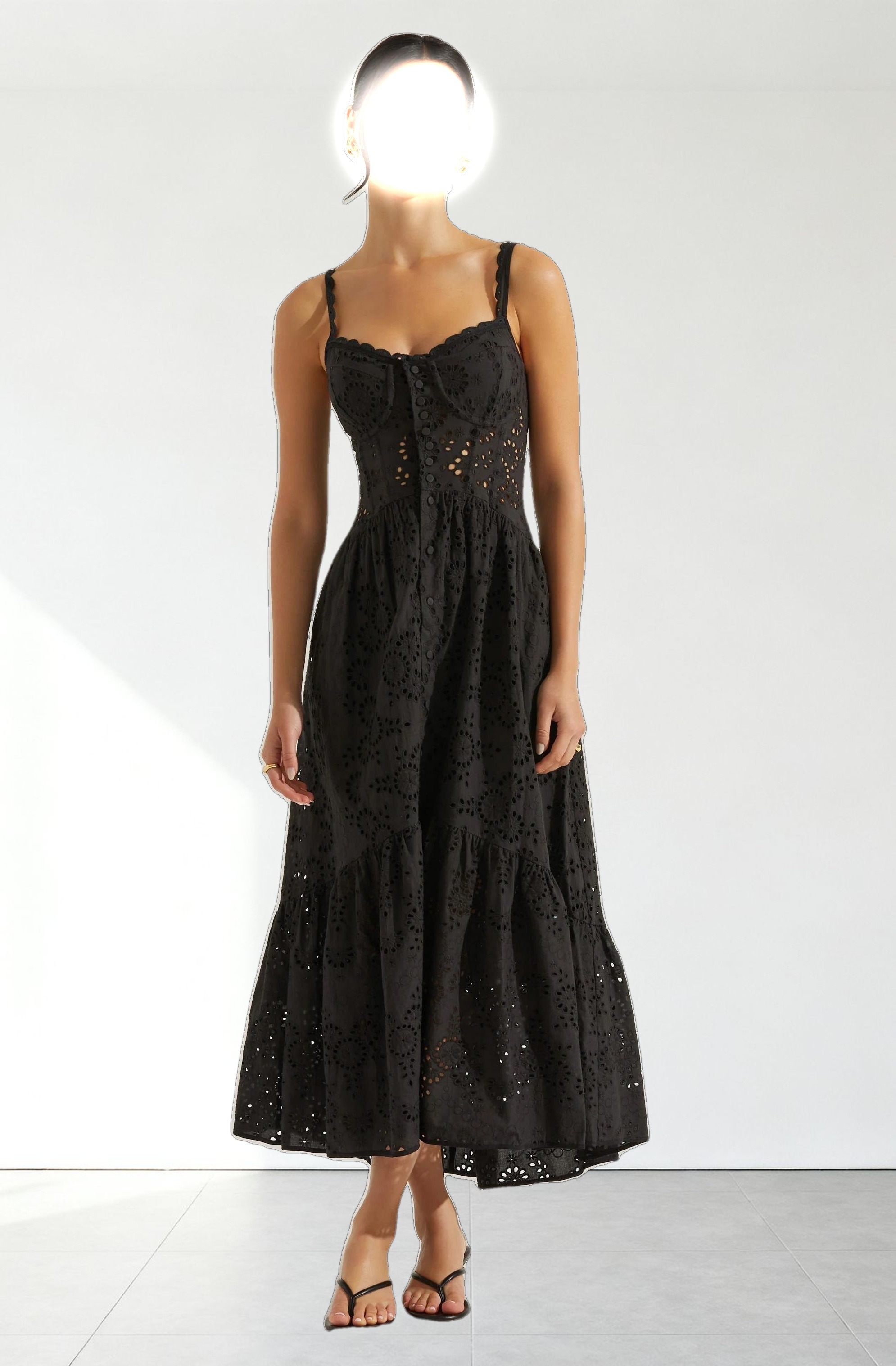 Yamila Eyelet Corset Midi Dress