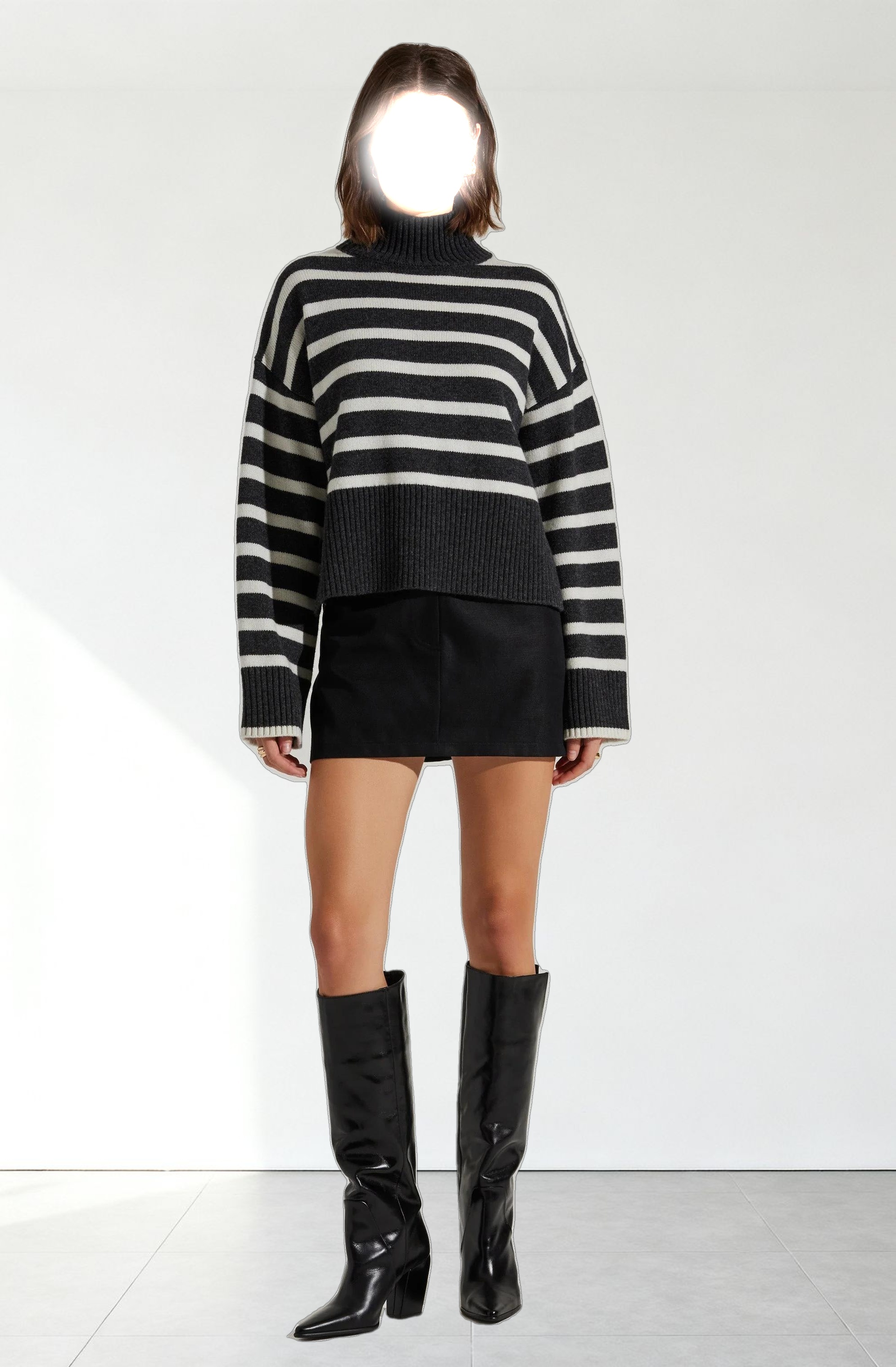 Sophea Striped Mock Neck Sweater