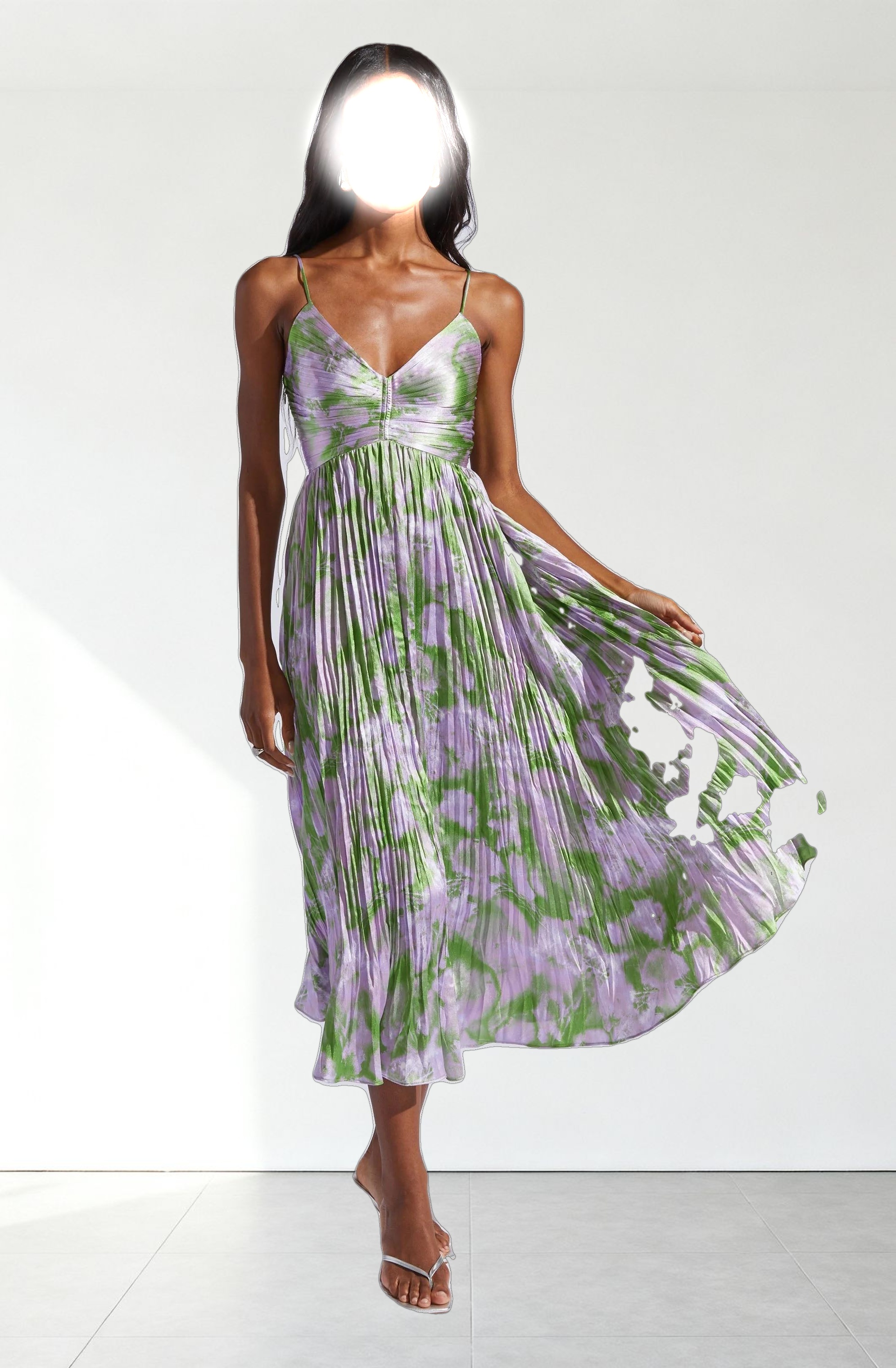 Maeve Printed Pleated Midi Dress