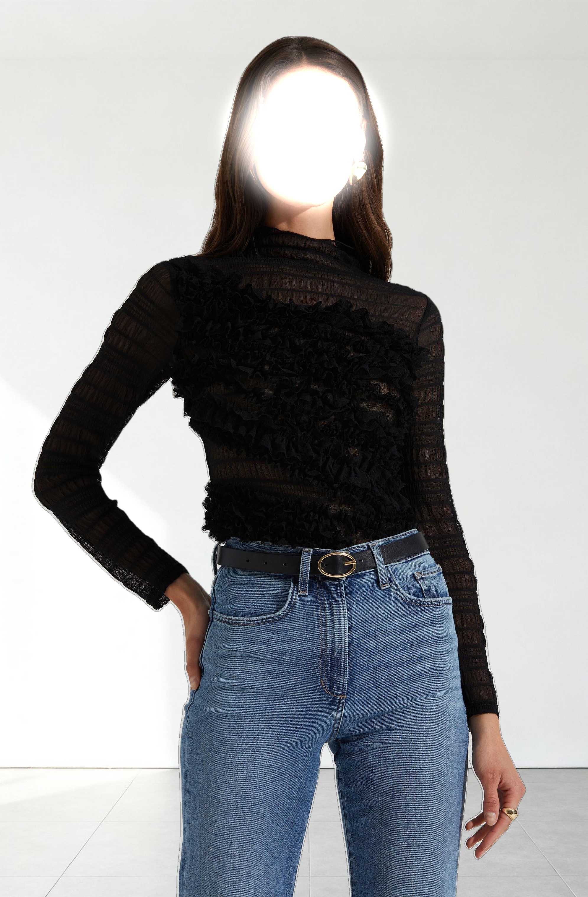 Owena Sheer 3D Ruffle Top