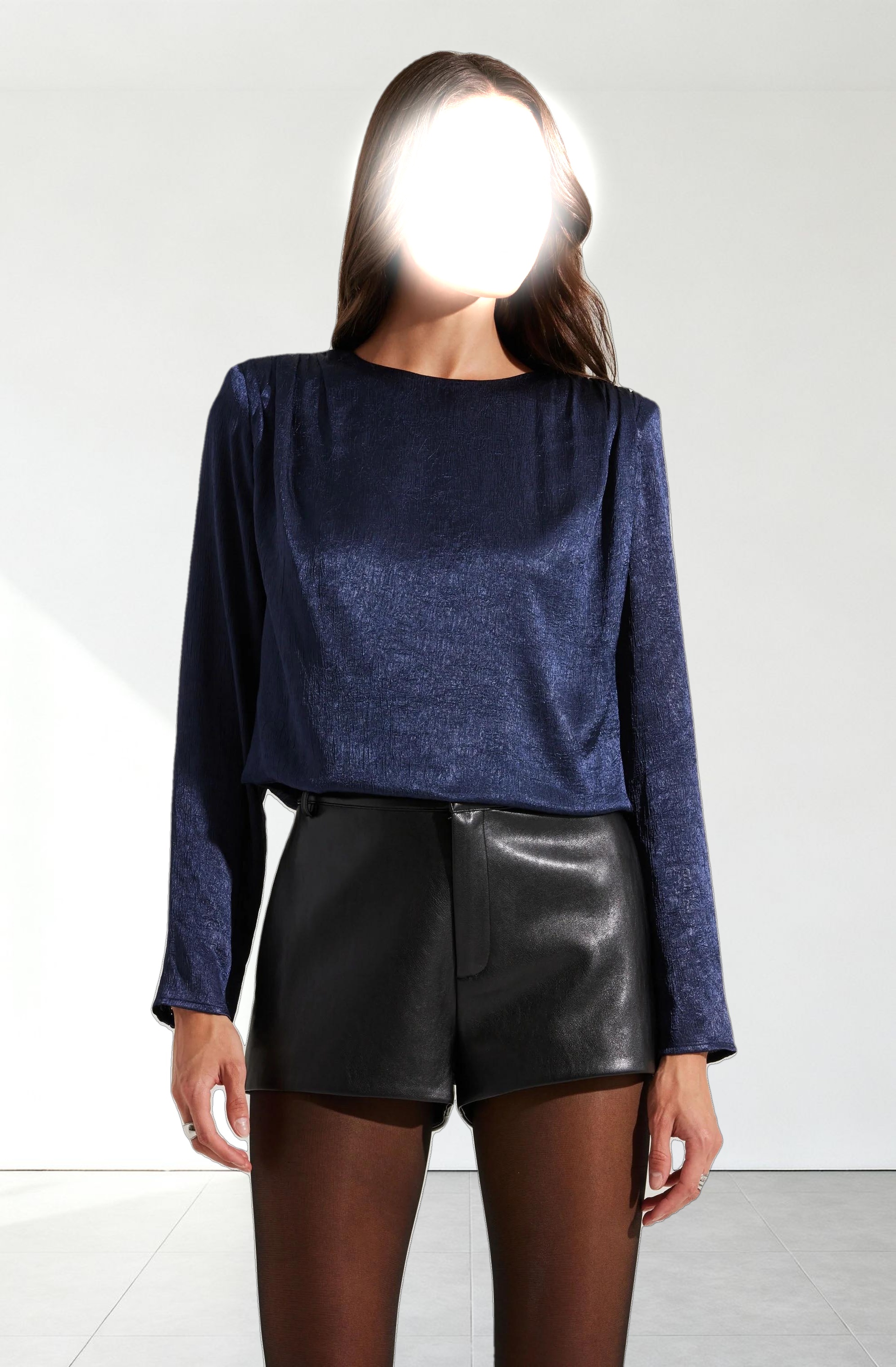 Aleannah Satin Long Sleeve Top