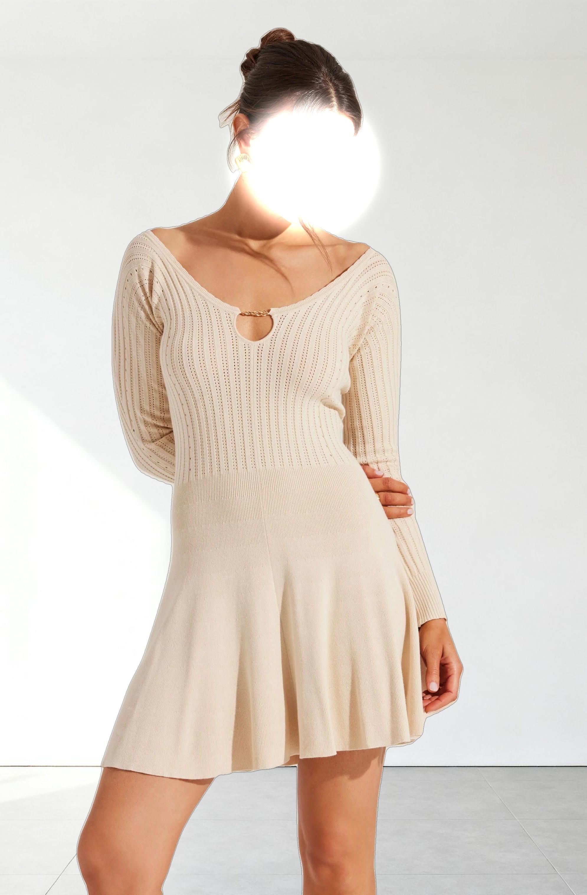 Cybele Pointelle Mini Sweater Dress