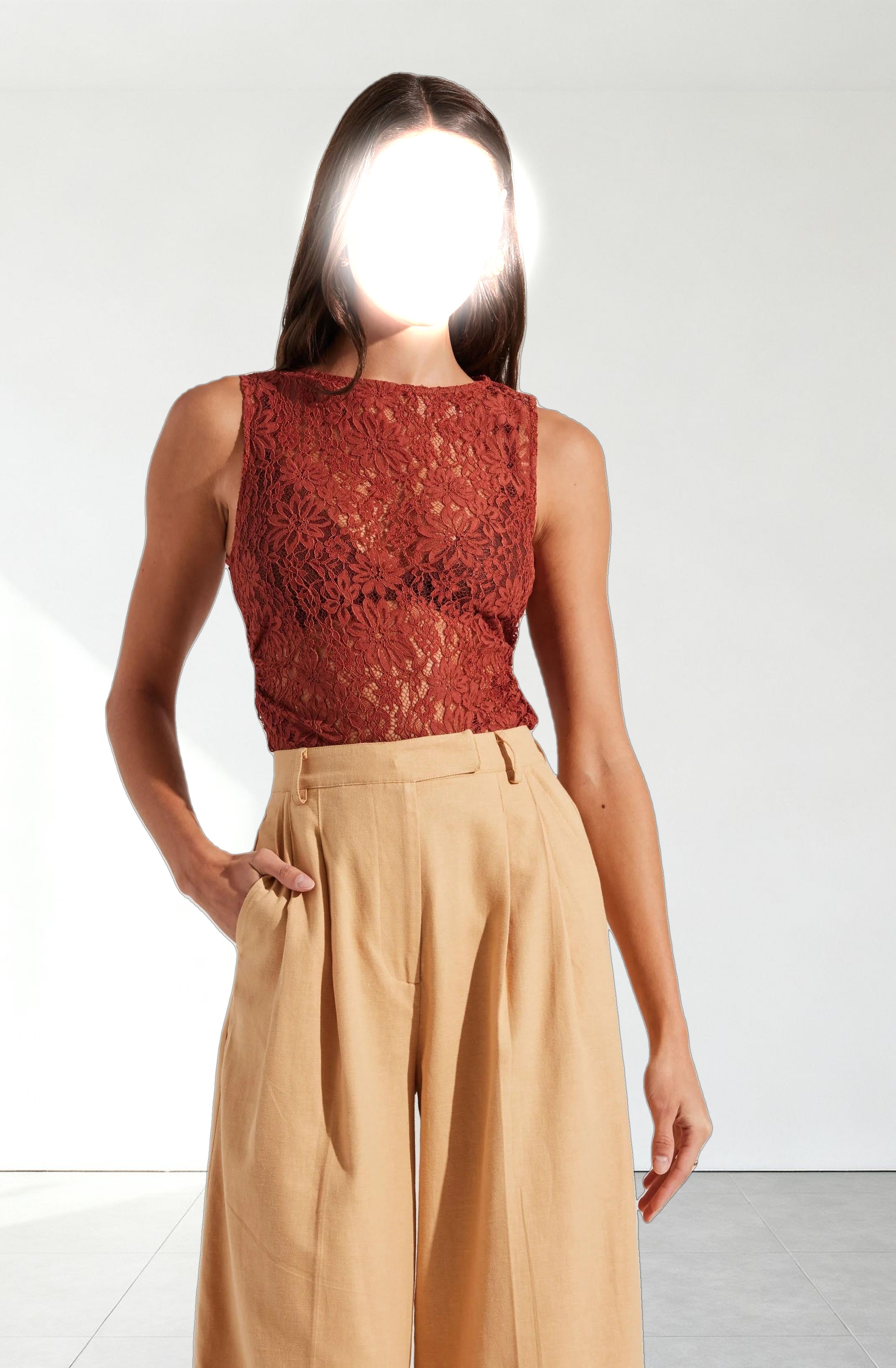Kairi Lace High Neck Top