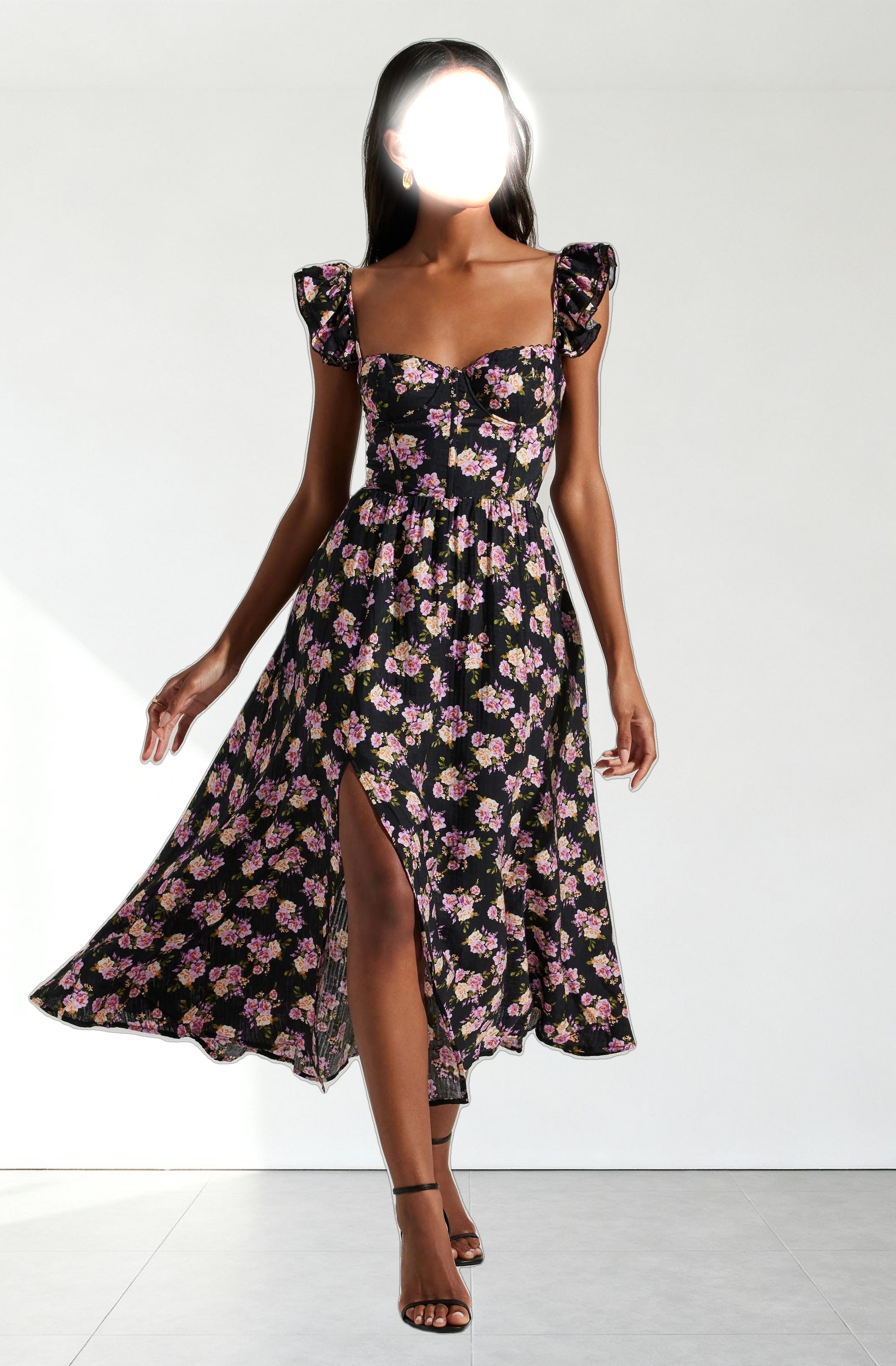 Wedelia Floral Bustier Midi Dress