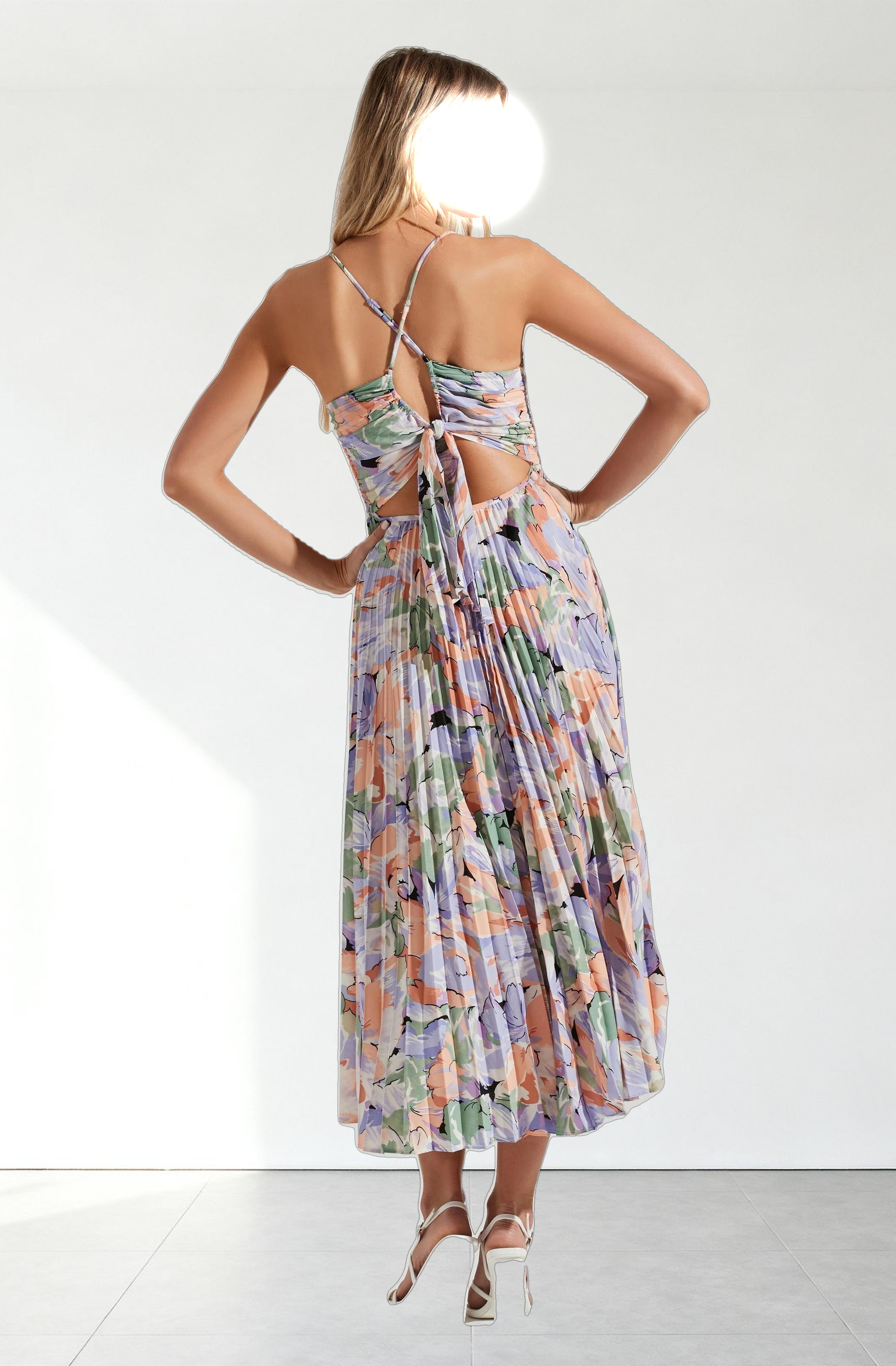 Blythe Floral Plisse Midi Dress