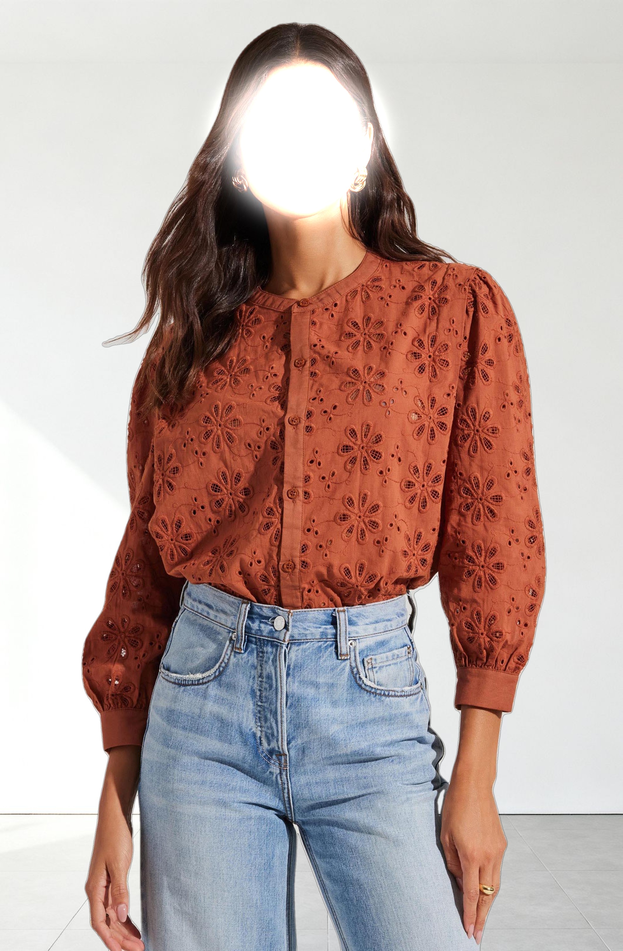Savanna Eyelet Button Up Top