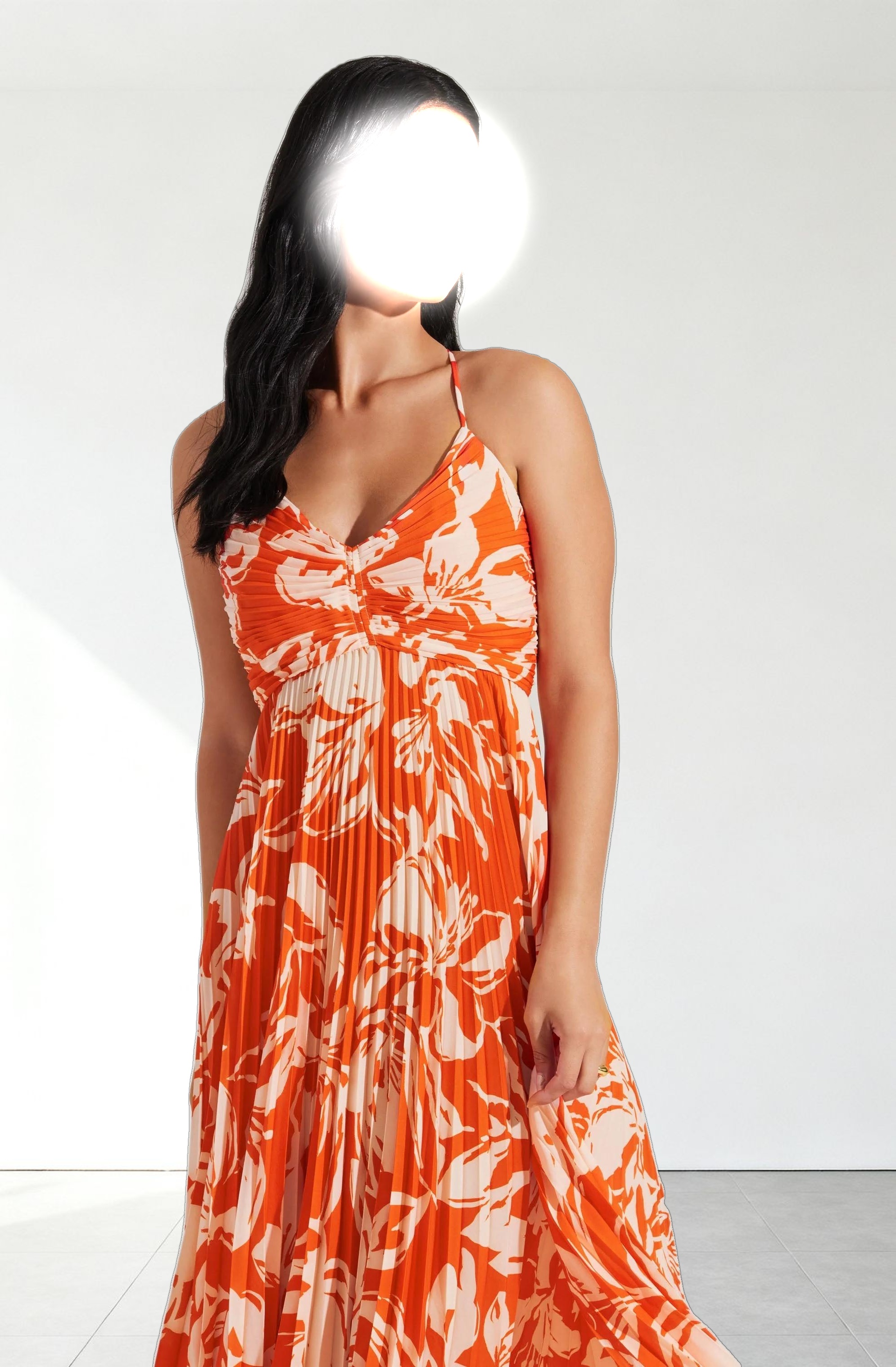 Blythe Floral Plisse Midi Dress