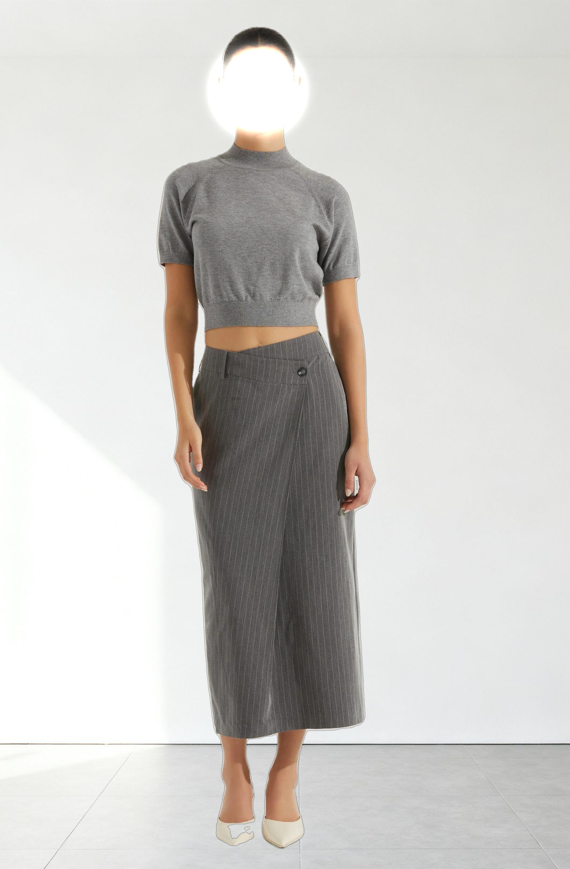 Pinstripe Asymmetrical Waist Skirt