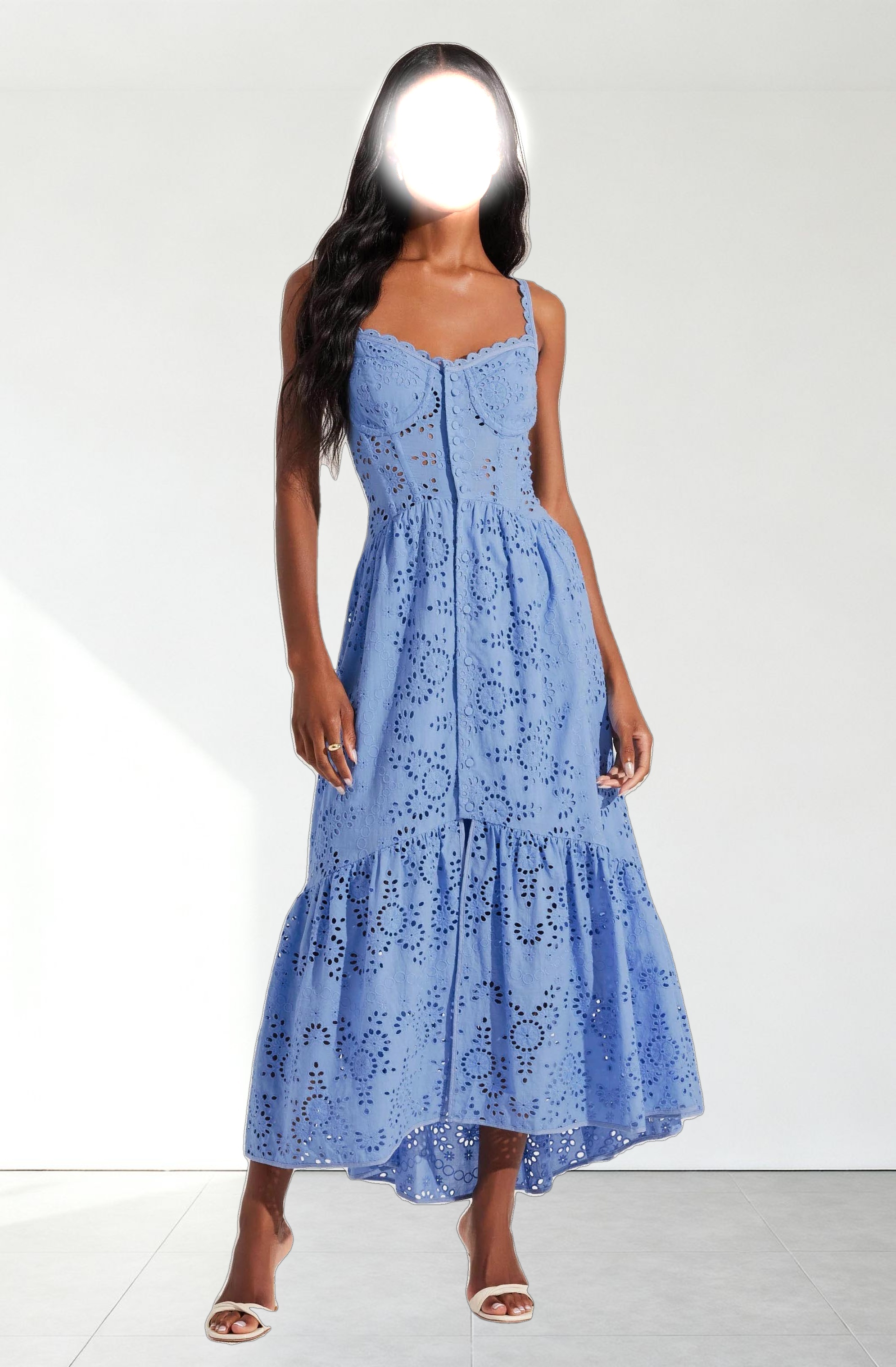 Yamila Eyelet Corset Midi Dress