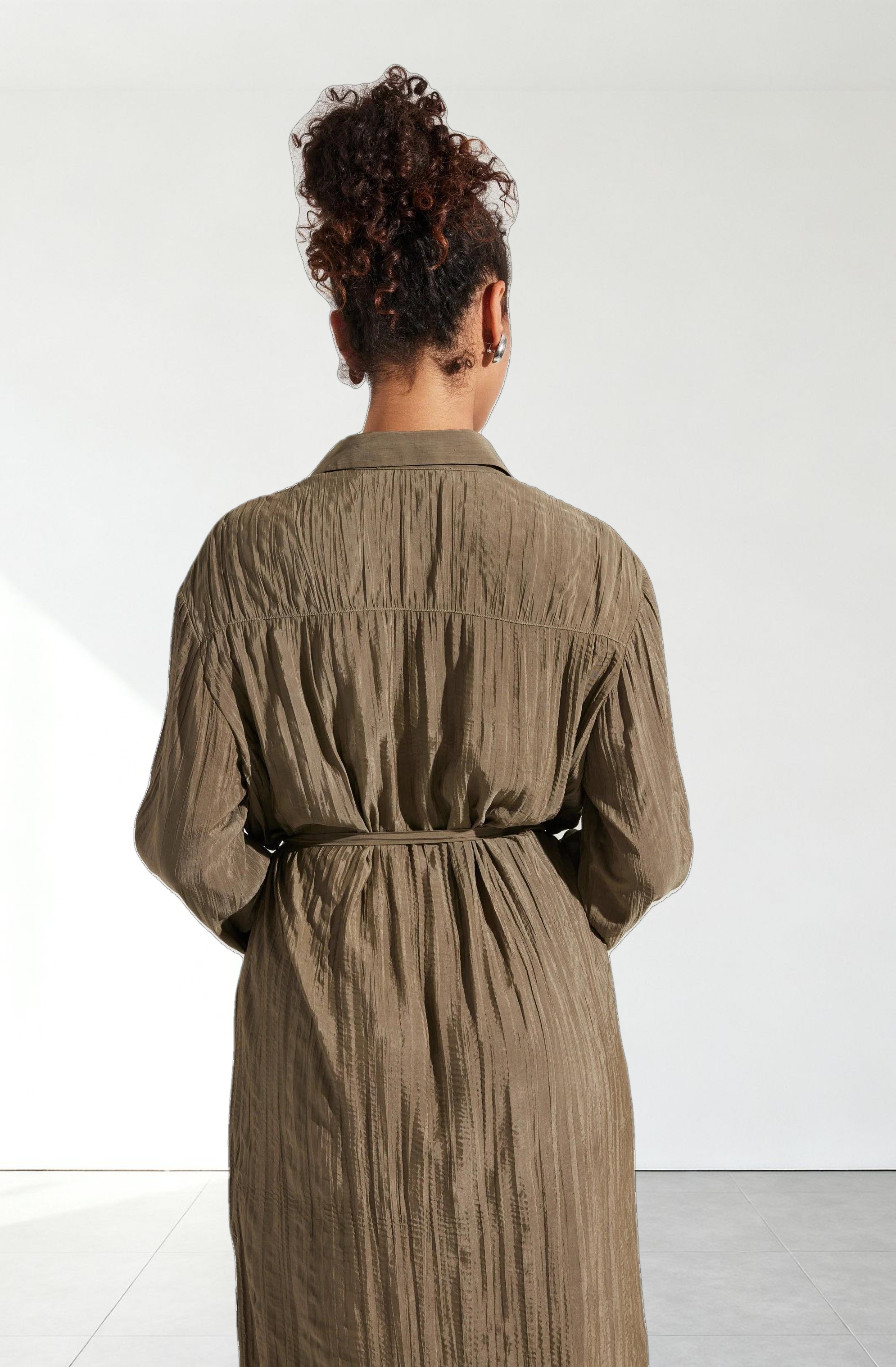 Belted Long Sleeve Shirt Dress