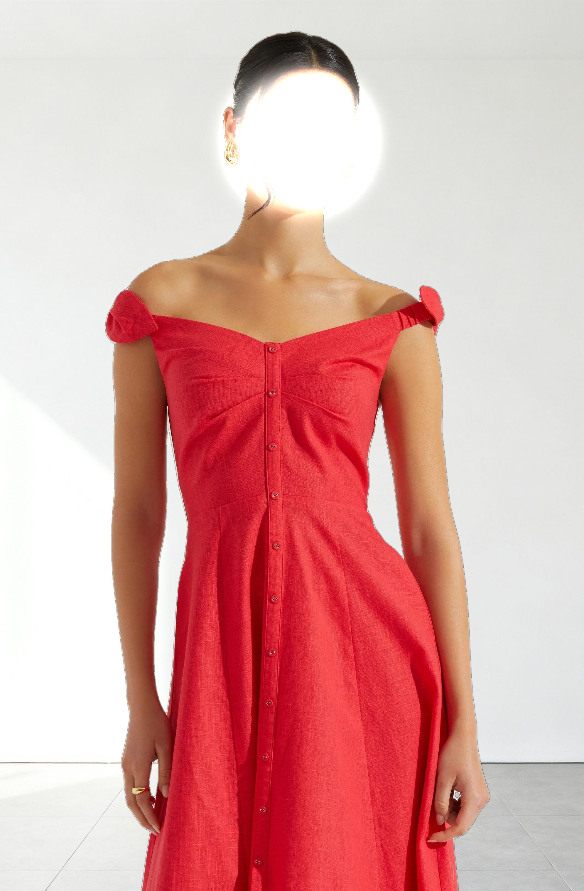 Charelin Linen Off Shoulder Dress