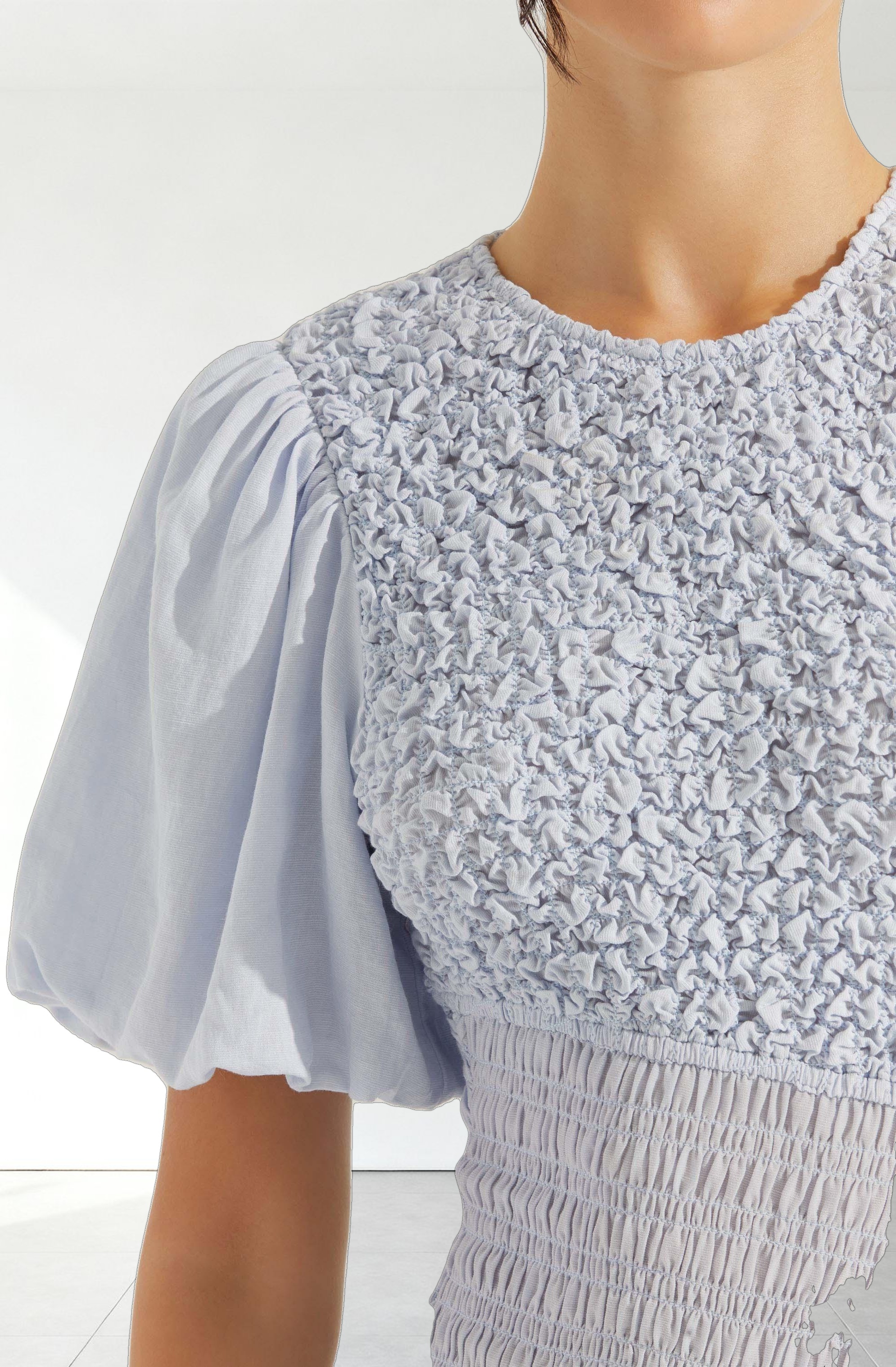 Theoni Smocked Asymmetric Dress